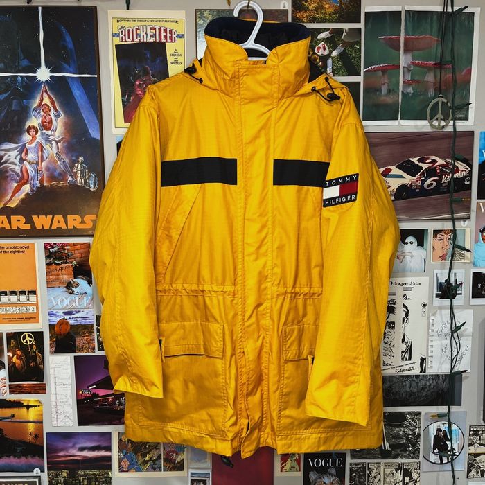 Yellow tommy hilfiger bubble hot sale coat