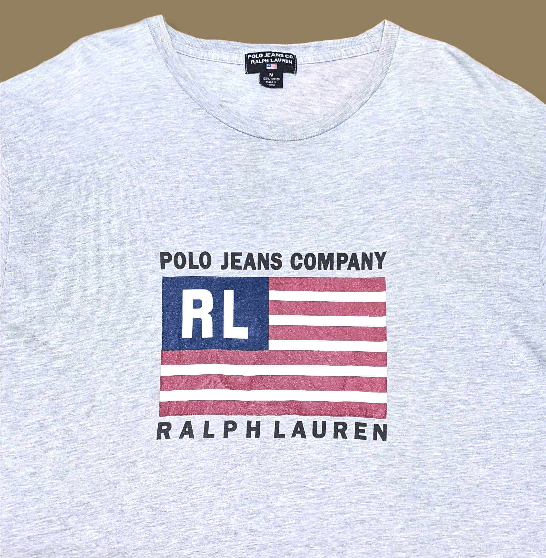 Lauren Ralph Lauren × Polo Ralph Lauren × Vintage Vintage Polo Jeans USA Flag Logo T shirt Size US M / EU 48-50 / 2 - 1 Thumbnail