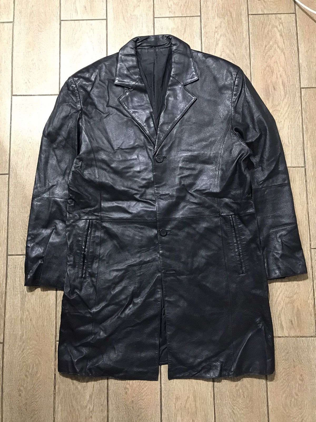 Genuine Leather × Vintage ANGELO LITRICO Very Rare Genuine Leather Black Trench Size US L / EU 52-54 / 3 - 1 Thumbnail