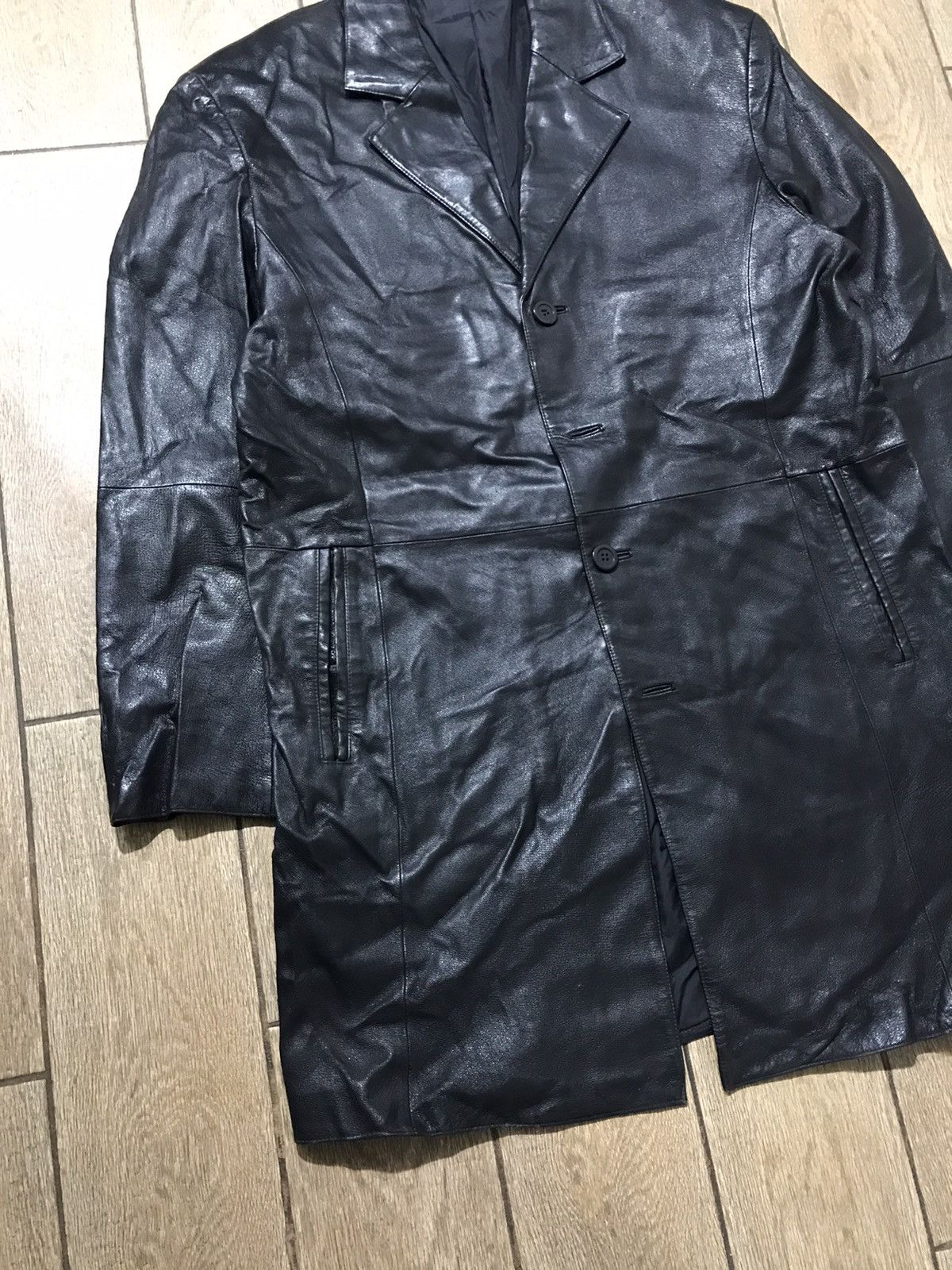 Genuine Leather × Vintage ANGELO LITRICO Very Rare Genuine Leather Black Trench Size US L / EU 52-54 / 3 - 5 Thumbnail