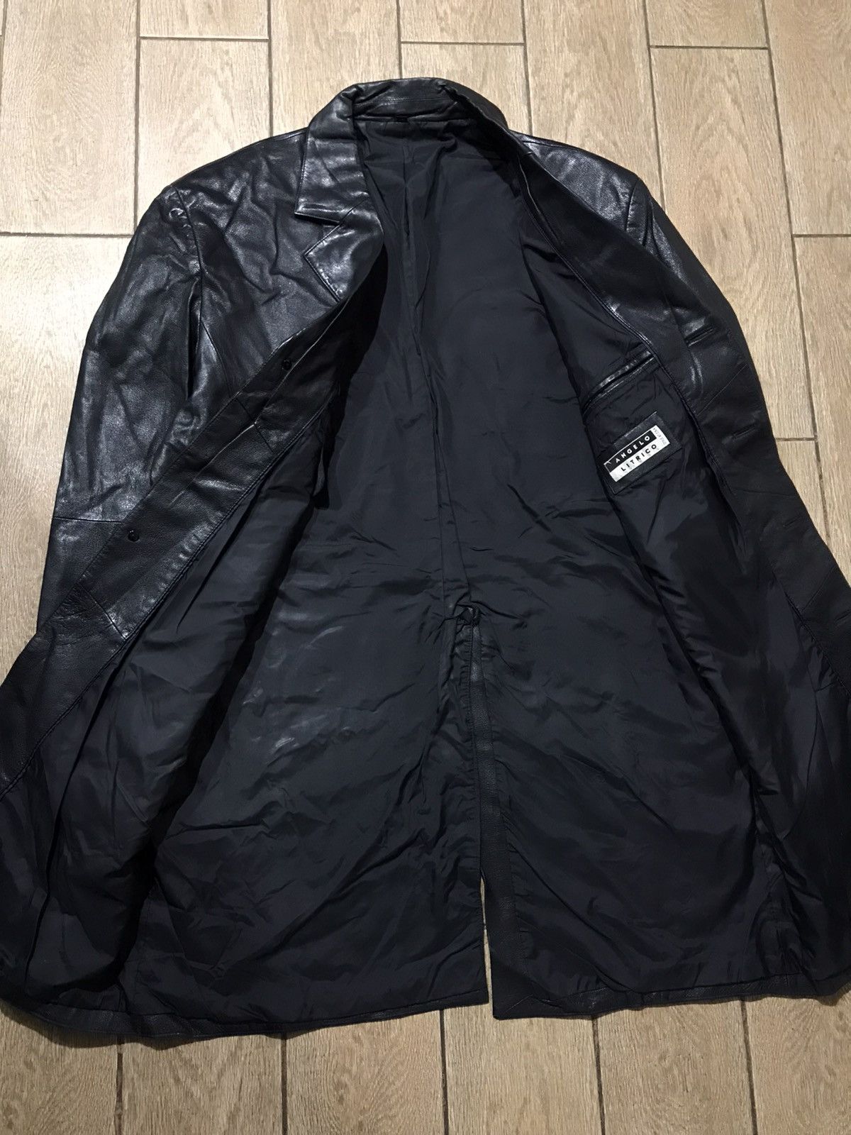 Genuine Leather × Vintage ANGELO LITRICO Very Rare Genuine Leather Black Trench Size US L / EU 52-54 / 3 - 7 Thumbnail
