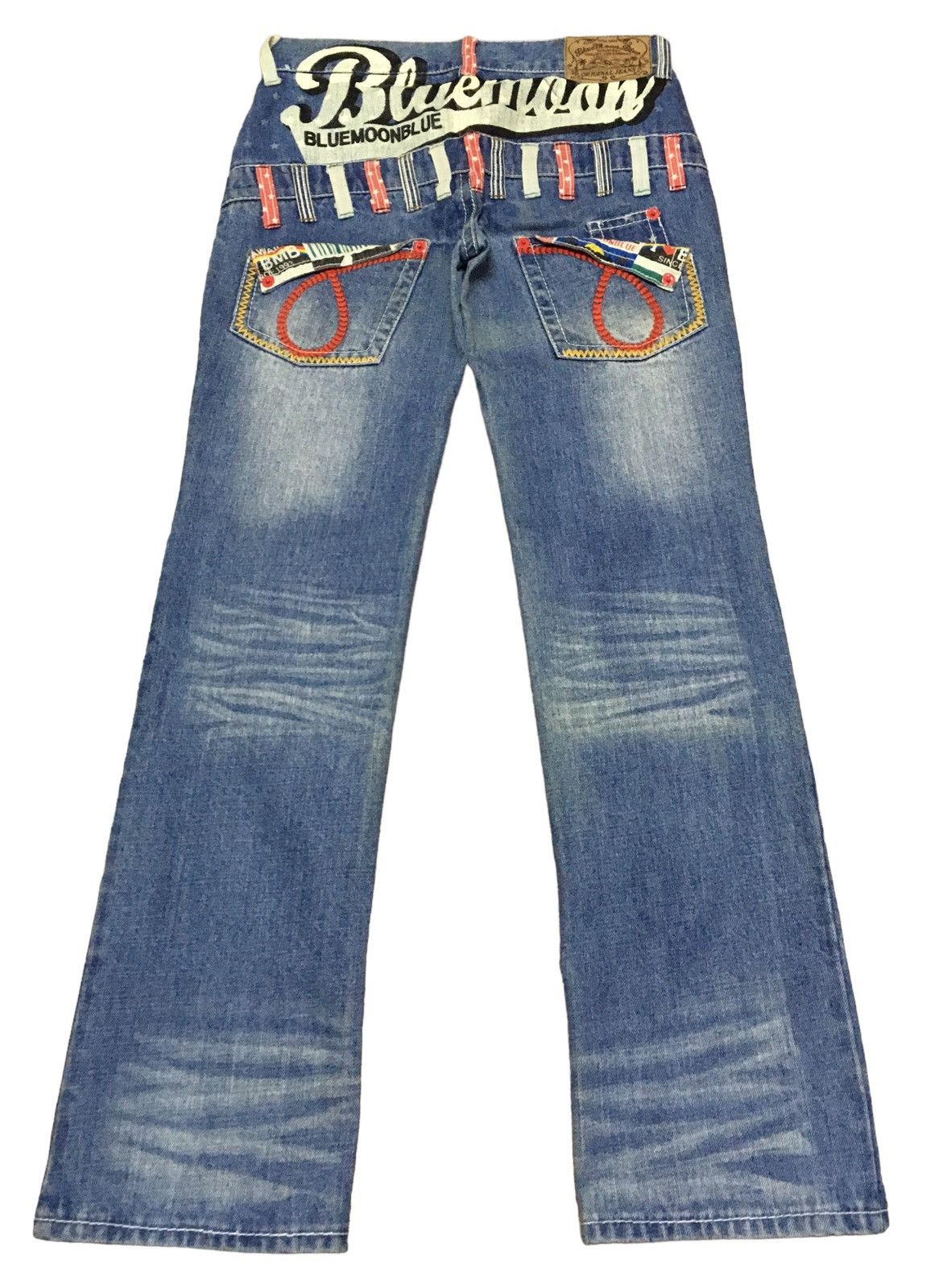 Rare Design Vintage Blue Moon Blue Double Waist Jeans 1990s