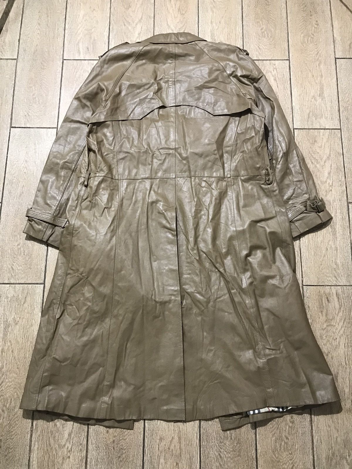 Genuine Leather Vintage Brown Burberry style designs Leather coat trench Size US L / EU 52-54 / 3 - 9 Thumbnail