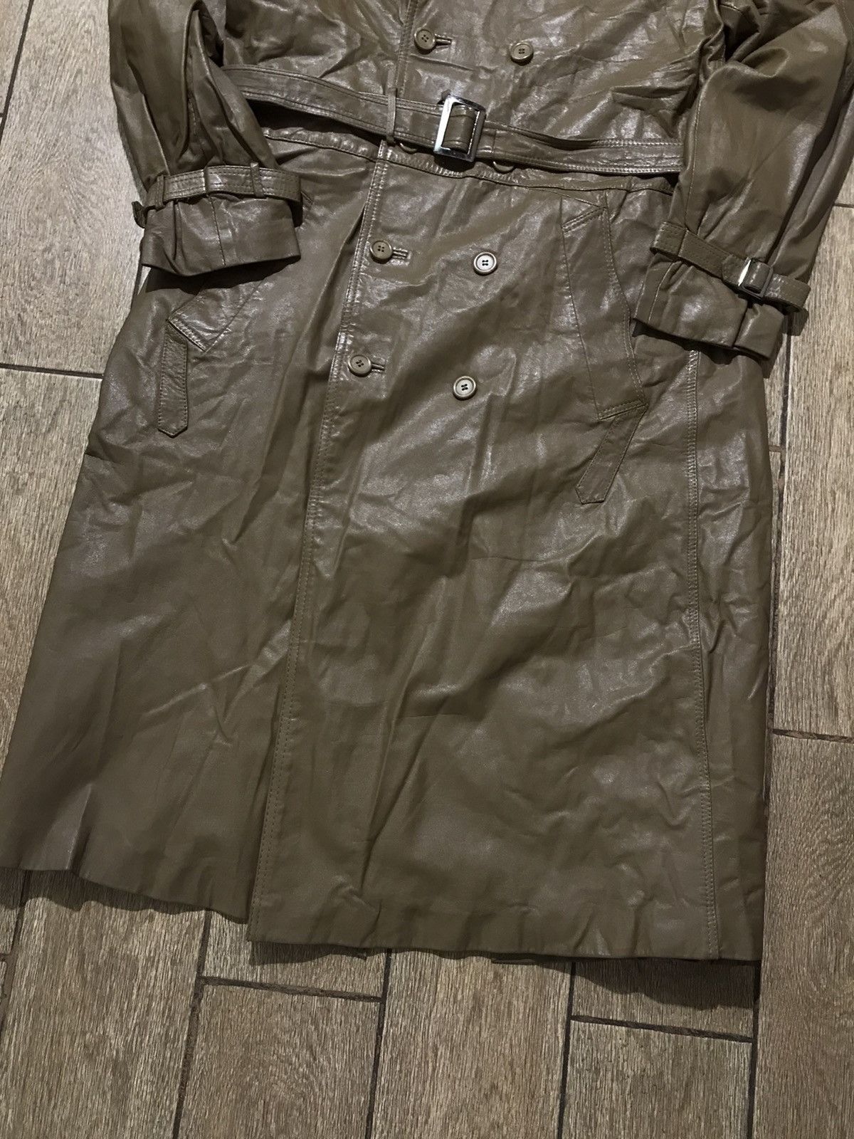 Genuine Leather Vintage Brown Burberry style designs Leather coat trench Size US L / EU 52-54 / 3 - 4 Thumbnail