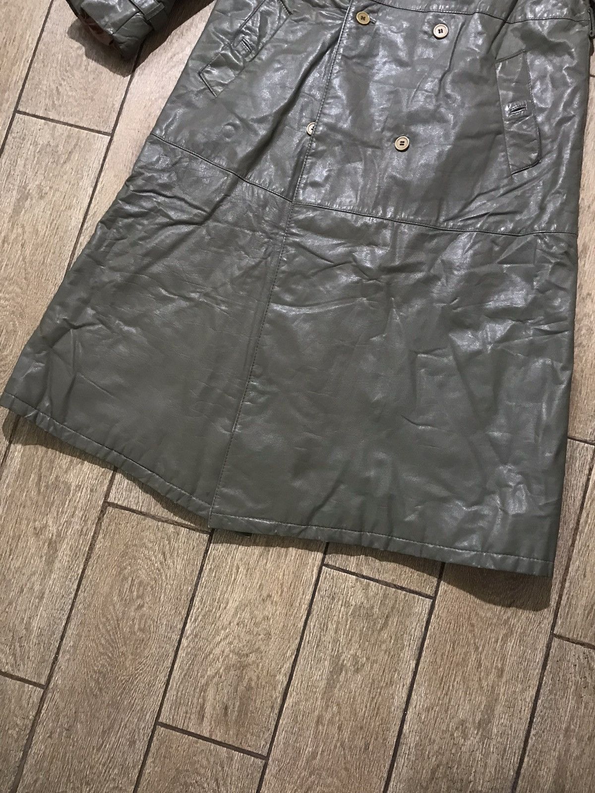 Vintage 80s style Olive Genuine Leather Coat Trench