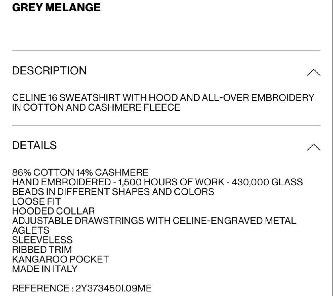 Celine Celine 16 Sweatshirt With Hood & All Over Embroidery in Grey Size US S / EU 44-46 / 1 - 4 Thumbnail