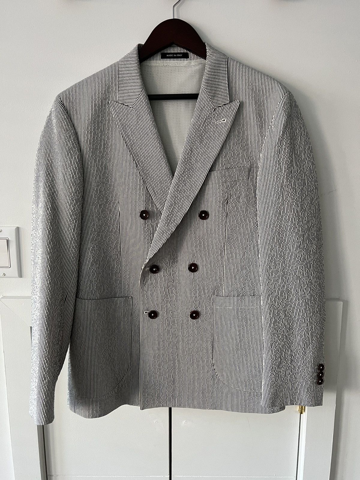 Noah Noah double breast seersucker jacket Size 40R - 1 Thumbnail