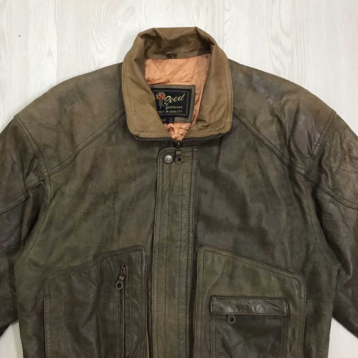 Vintage Vintage American Bomber Leather Jacket State Oklahama Size US L / EU 52-54 / 3 - 6 Thumbnail