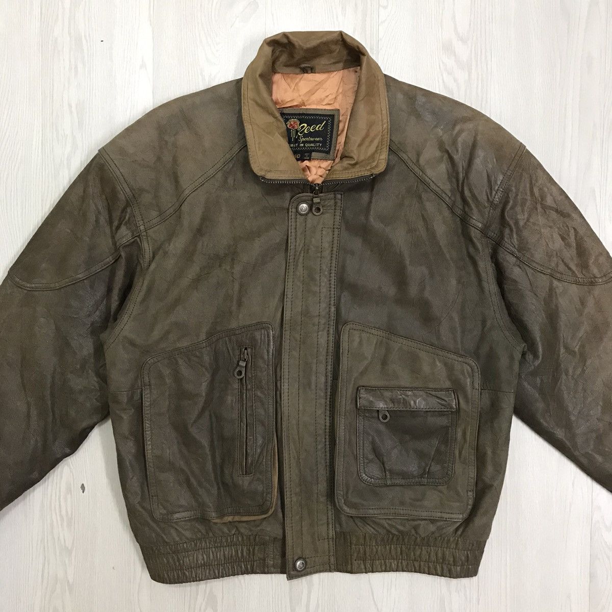 Vintage Vintage American Bomber Leather Jacket State Oklahama Size US L / EU 52-54 / 3 - 1 Thumbnail