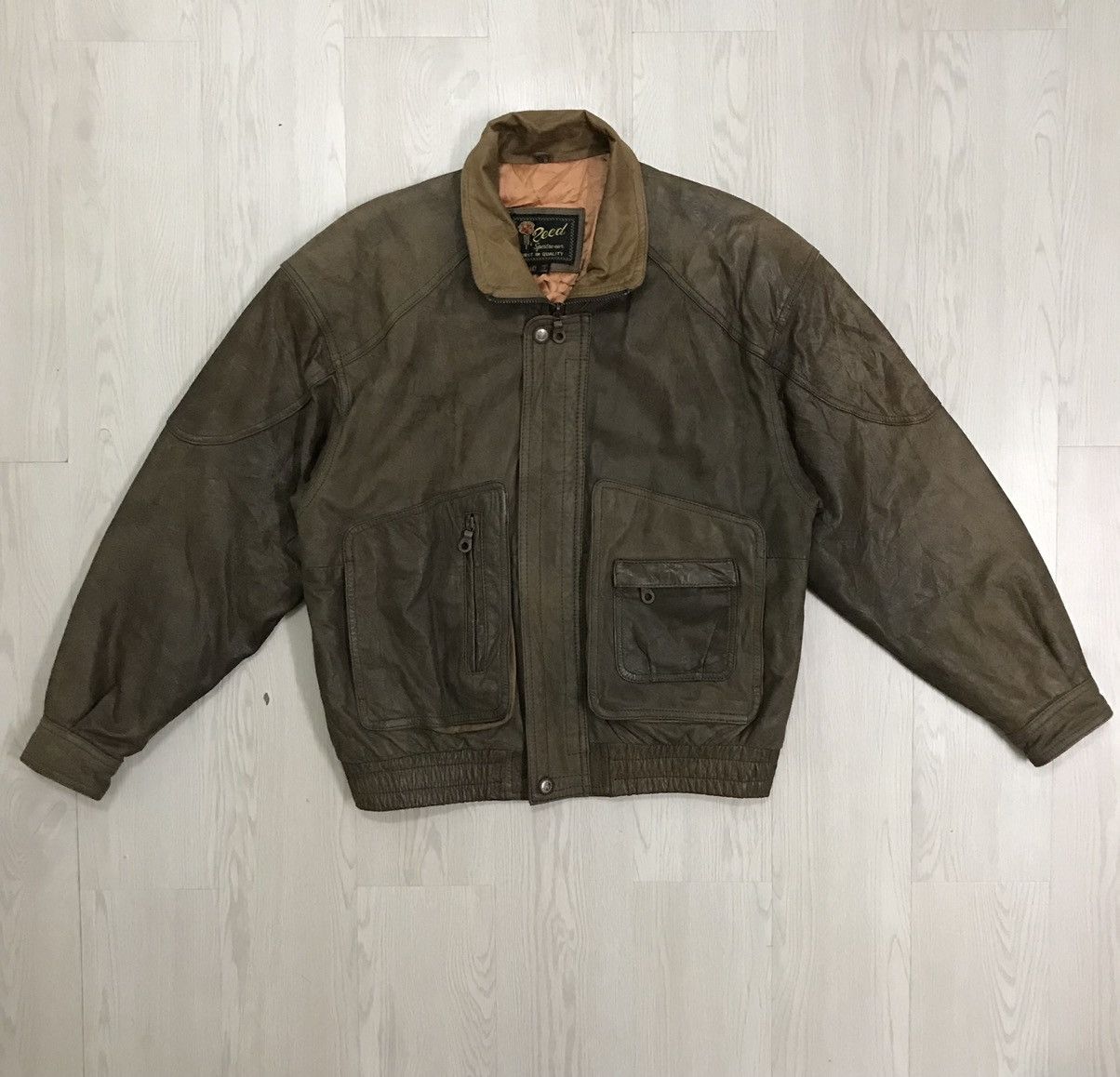 Vintage Vintage American Bomber Leather Jacket State Oklahama Size US L / EU 52-54 / 3 - 2 Thumbnail