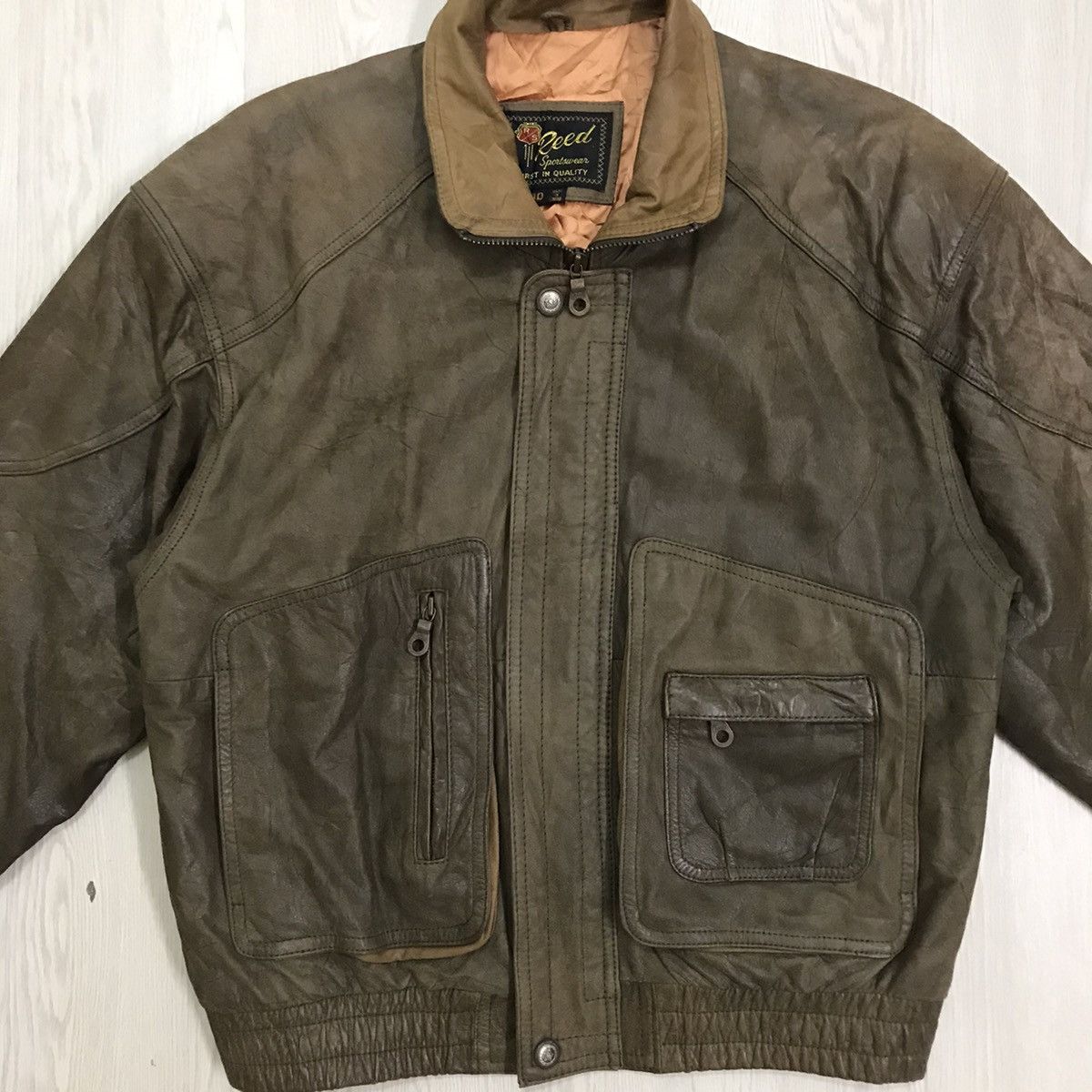 Vintage Vintage American Bomber Leather Jacket State Oklahama Size US L / EU 52-54 / 3 - 5 Thumbnail
