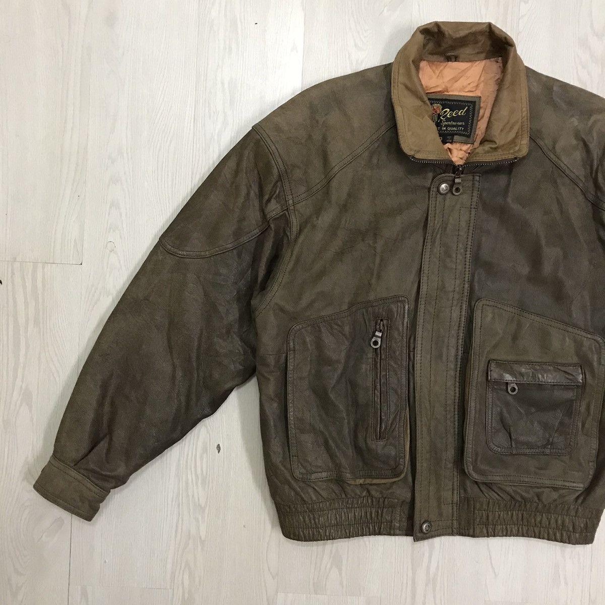 Vintage Vintage American Bomber Leather Jacket State Oklahama Size US L / EU 52-54 / 3 - 8 Thumbnail