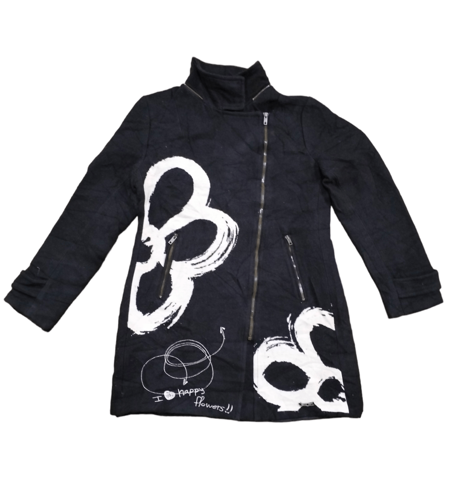 Designer × Desigual × Japanese Brand Desigual Happy Flowers Long Asymmetri Zipper Jacket Size S / US 4 / IT 40 - 1 Thumbnail