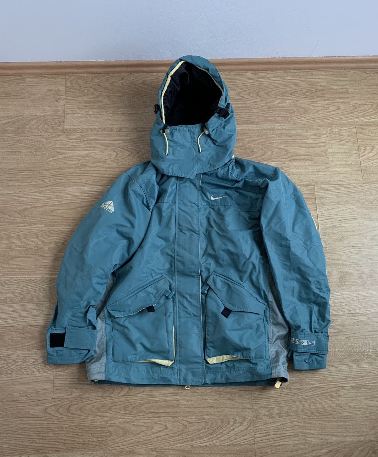 image of Vintage 90's Nike Acg Light Jacket Multi Logo Swoosh in Blue, Men's (Size Medium)