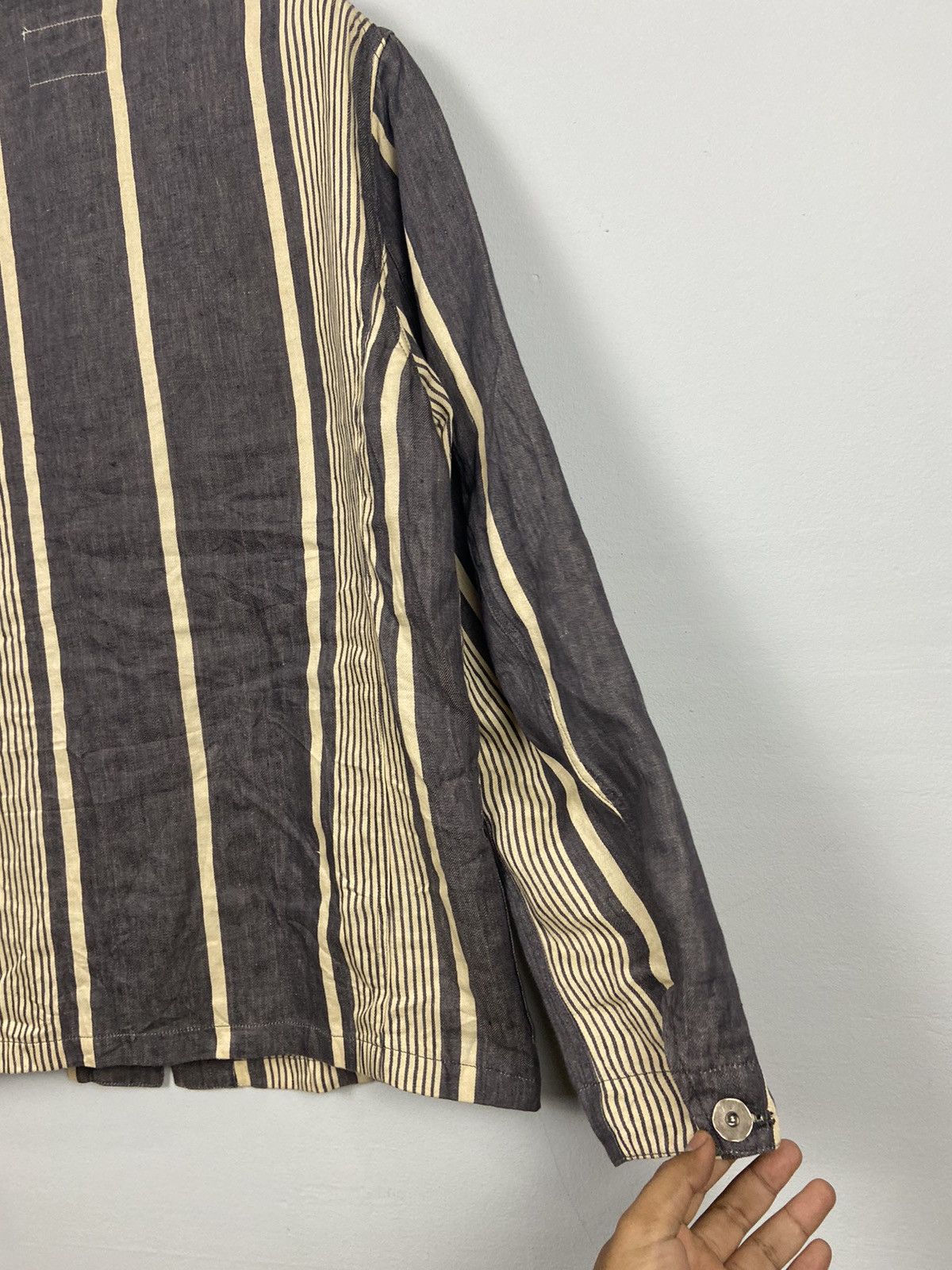 Vlas Blomme Vlas Blomme Navy Hickory Kortrijk Linen Jacket Size US L / EU 52-54 / 3 - 9 Thumbnail