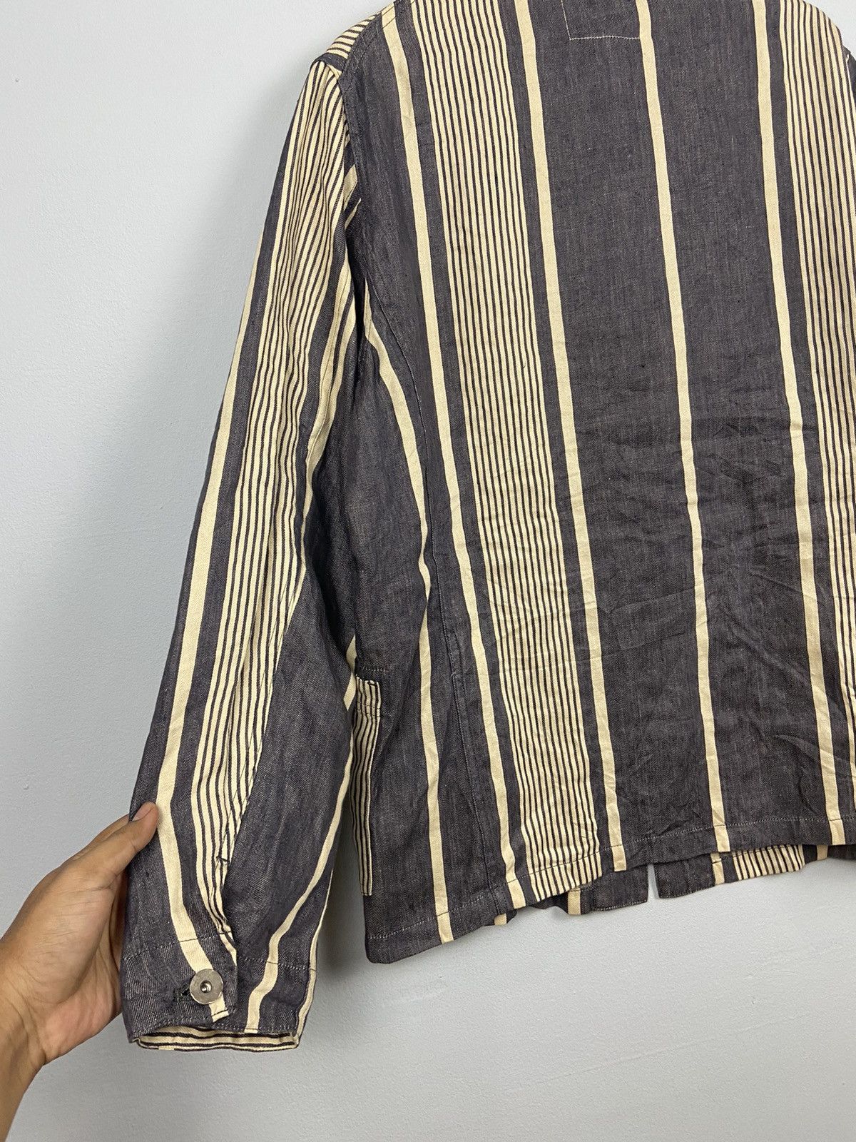 Vlas Blomme Vlas Blomme Navy Hickory Kortrijk Linen Jacket Size US L / EU 52-54 / 3 - 8 Thumbnail