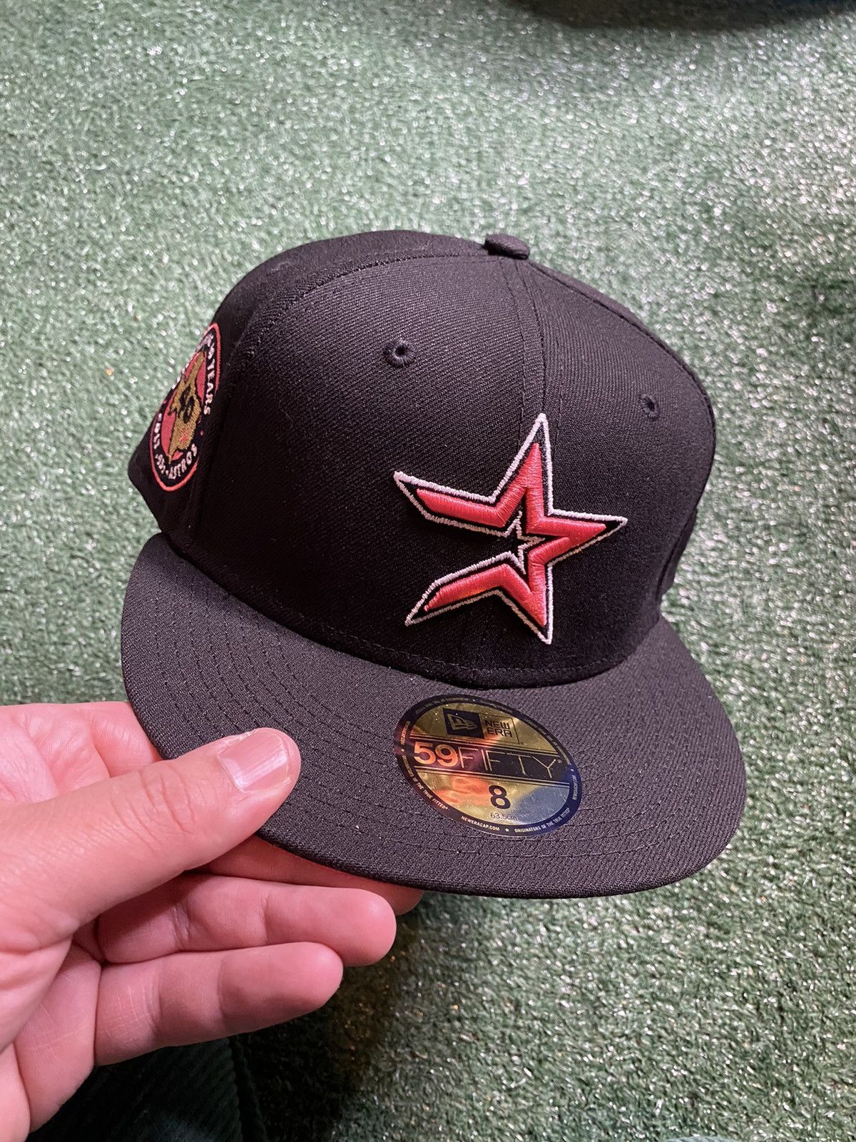 New Era Houston Astros Neon Pink 05 Fitted Hat 8 Black Broken Star Grailed