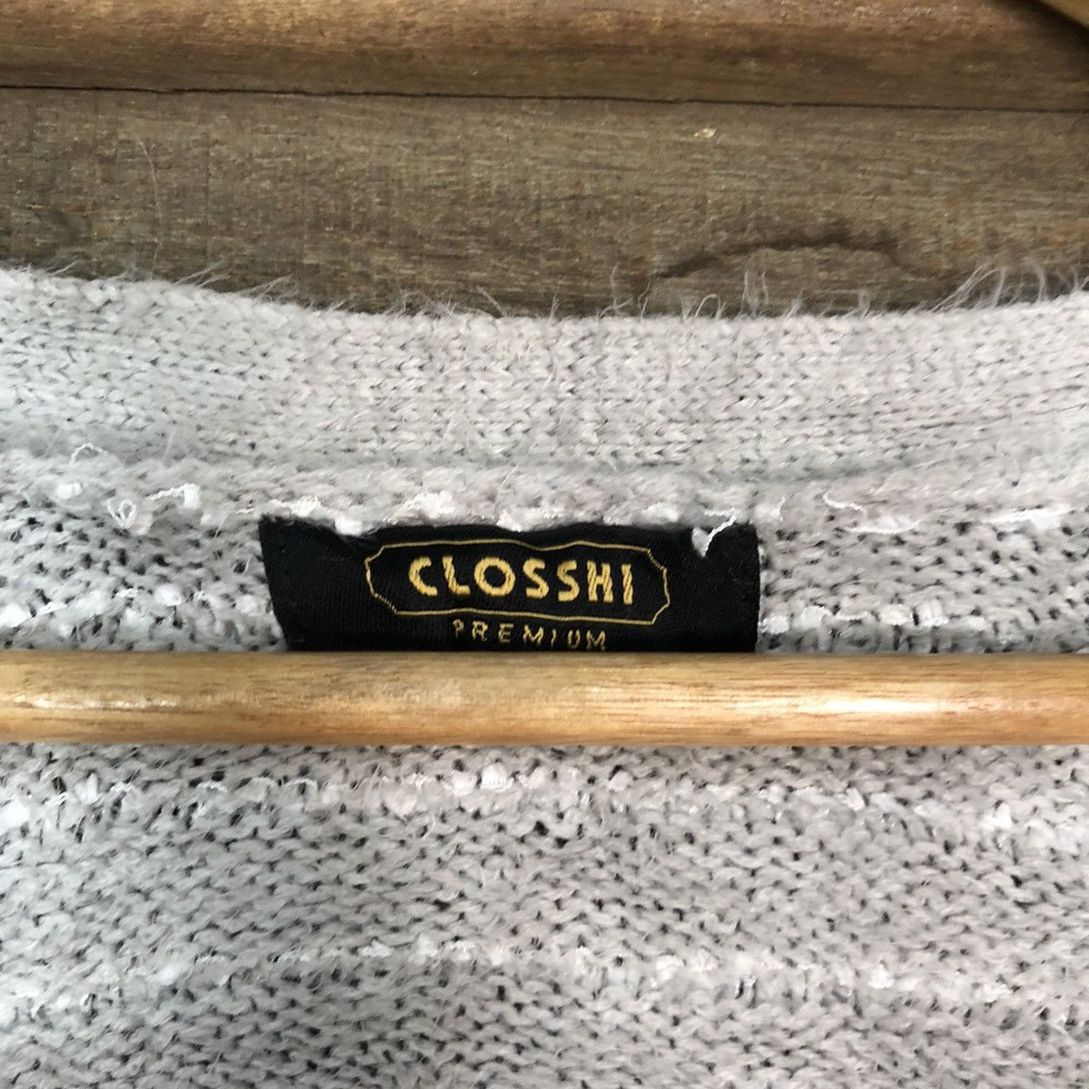Homespun Knitwear Closshi Grey stripe cardigan Shaggy Fur Mohair Knitwear#6963 Size M / US 6-8 / IT 42-44 - 6 Thumbnail