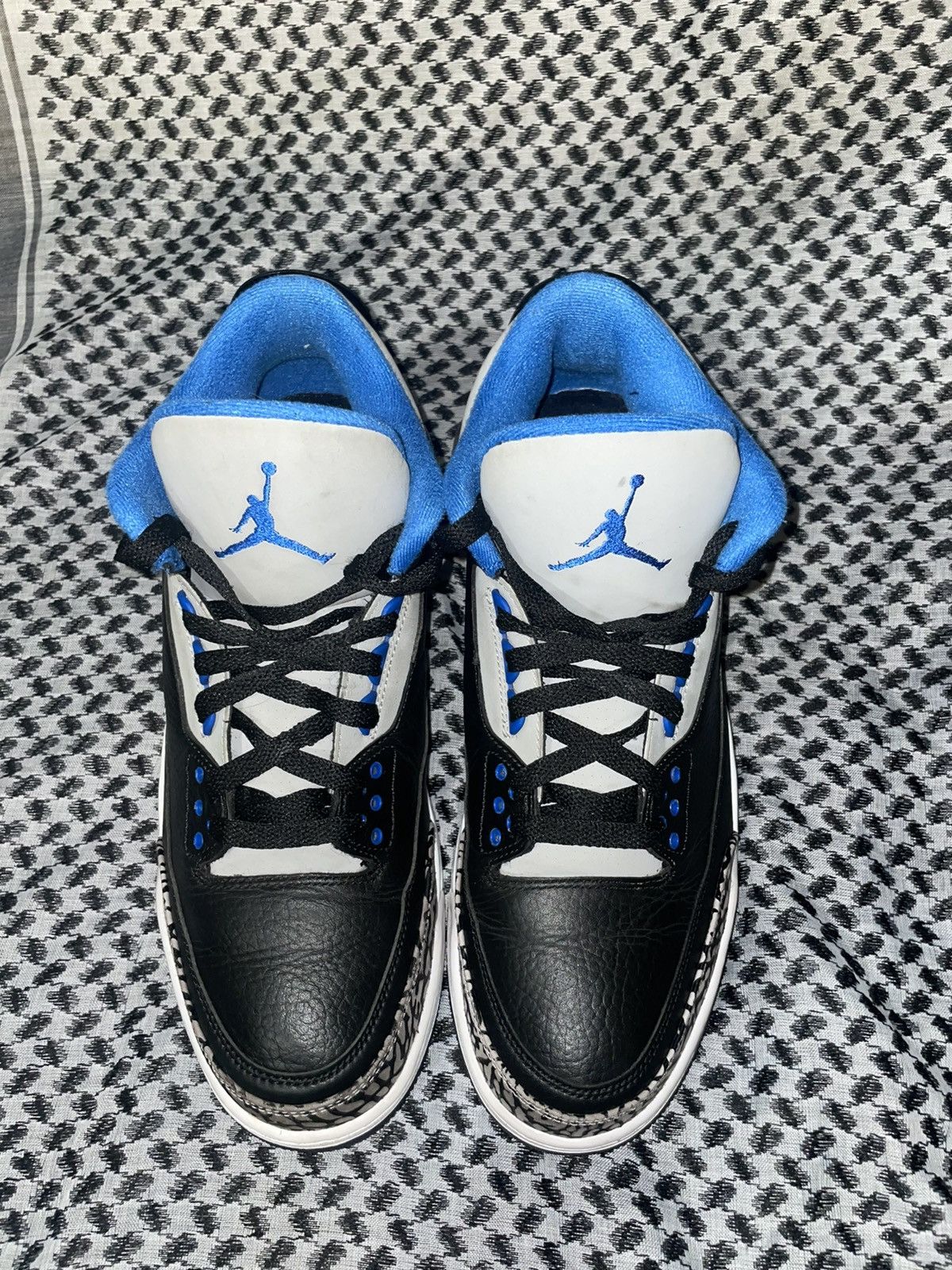 Jordan Brand × Nike Jordan AJ3 Retro Black Cement Sport Blue Size US 12 / EU 45 - 3 Thumbnail
