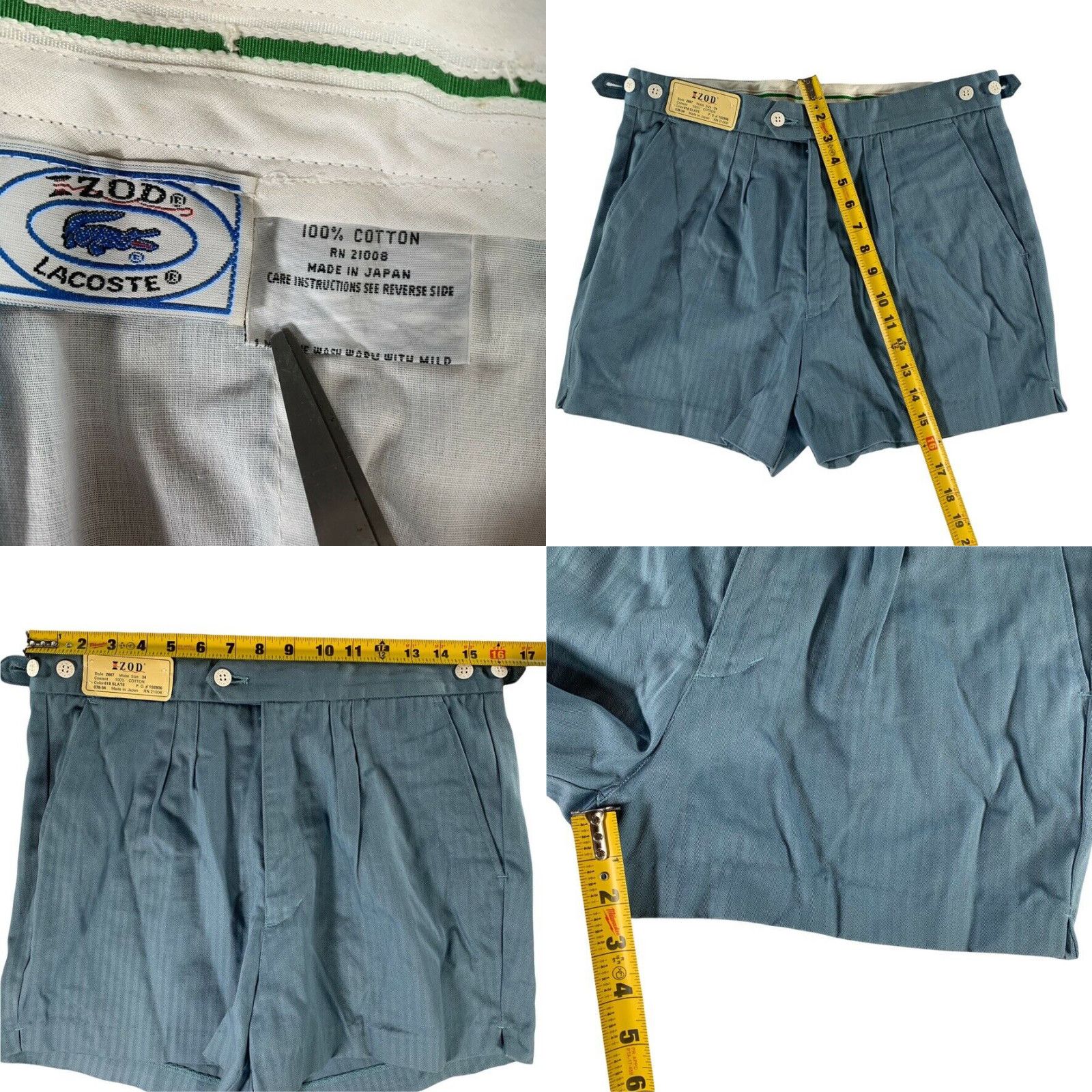 Izod VTG Izod Men's Cotton Shorts Adjustable Waist Slate Blue Size US 34 / EU 50 - 4 Thumbnail
