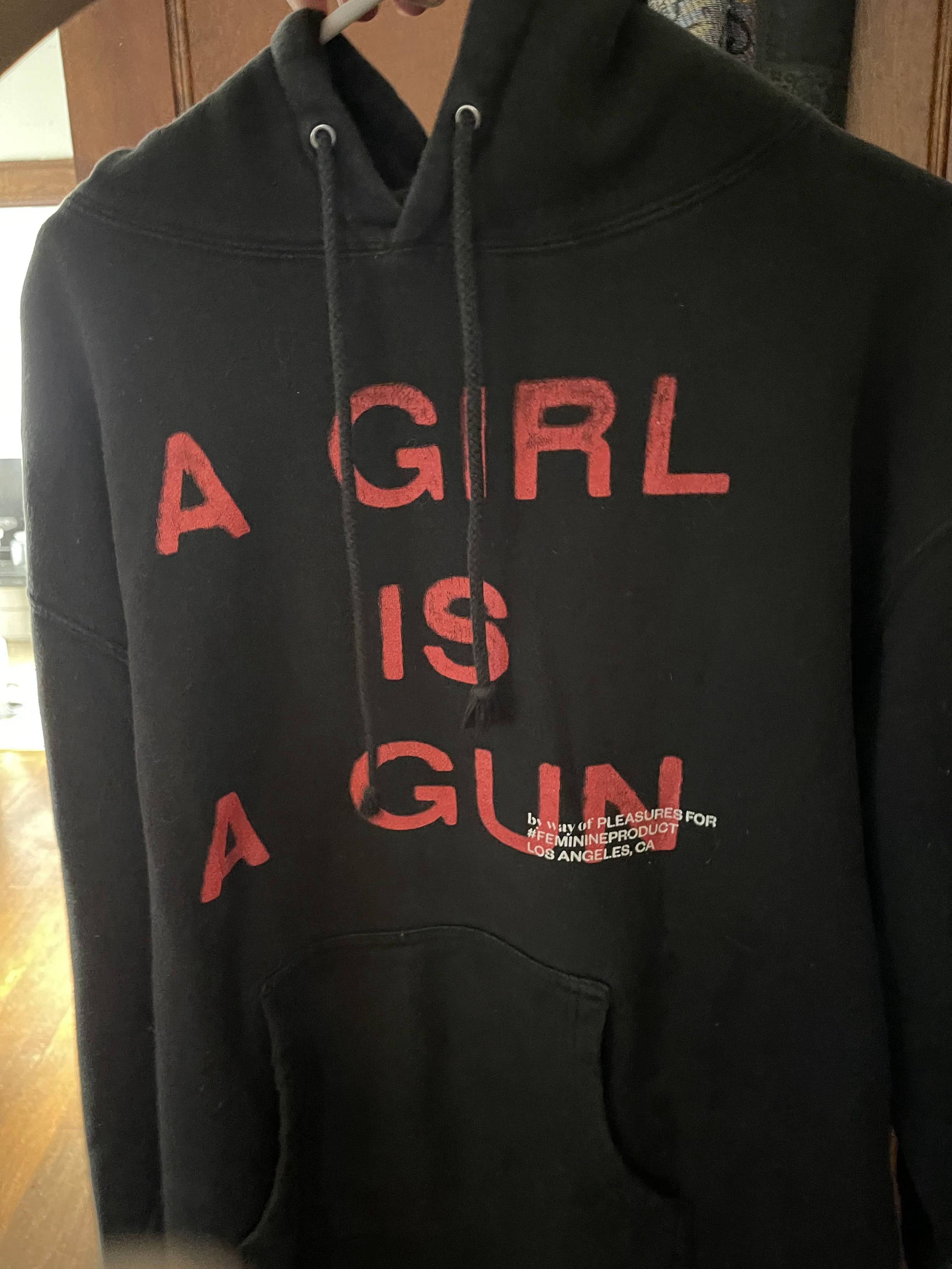 Pleasures a girl on sale is a gun hoodie