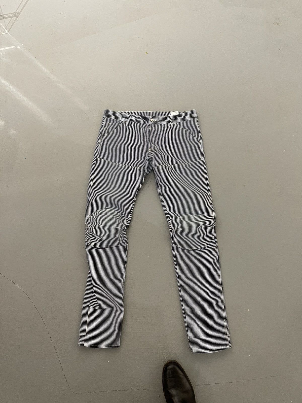 White and Blue Pinstriped Gstar Pants 5630 3D Slim