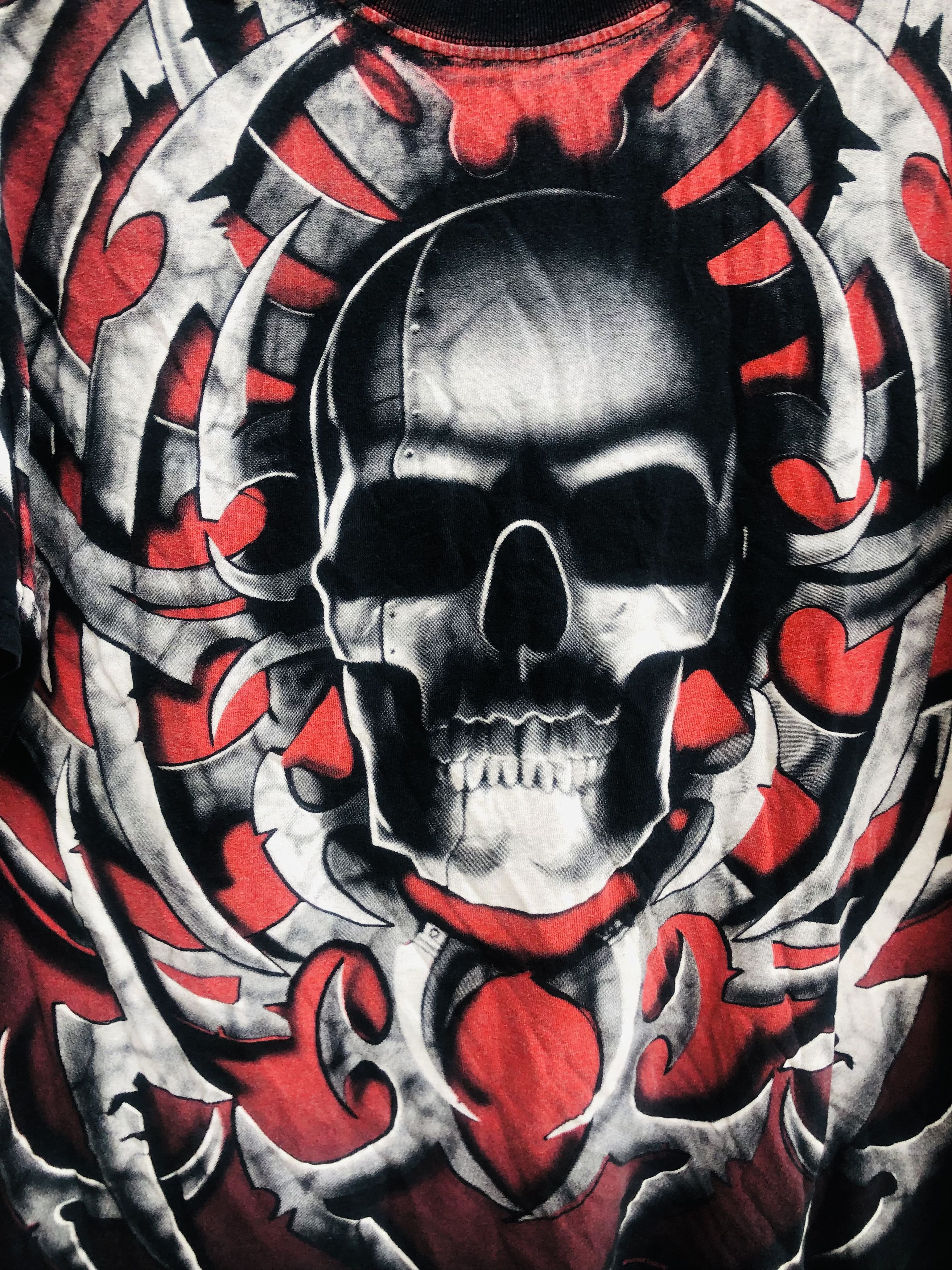 Band Tees × Vintage Vintage Liquid Blue Skull Streetwear Fashion Style Shirt Size US XL / EU 56 / 4 - 2 Thumbnail