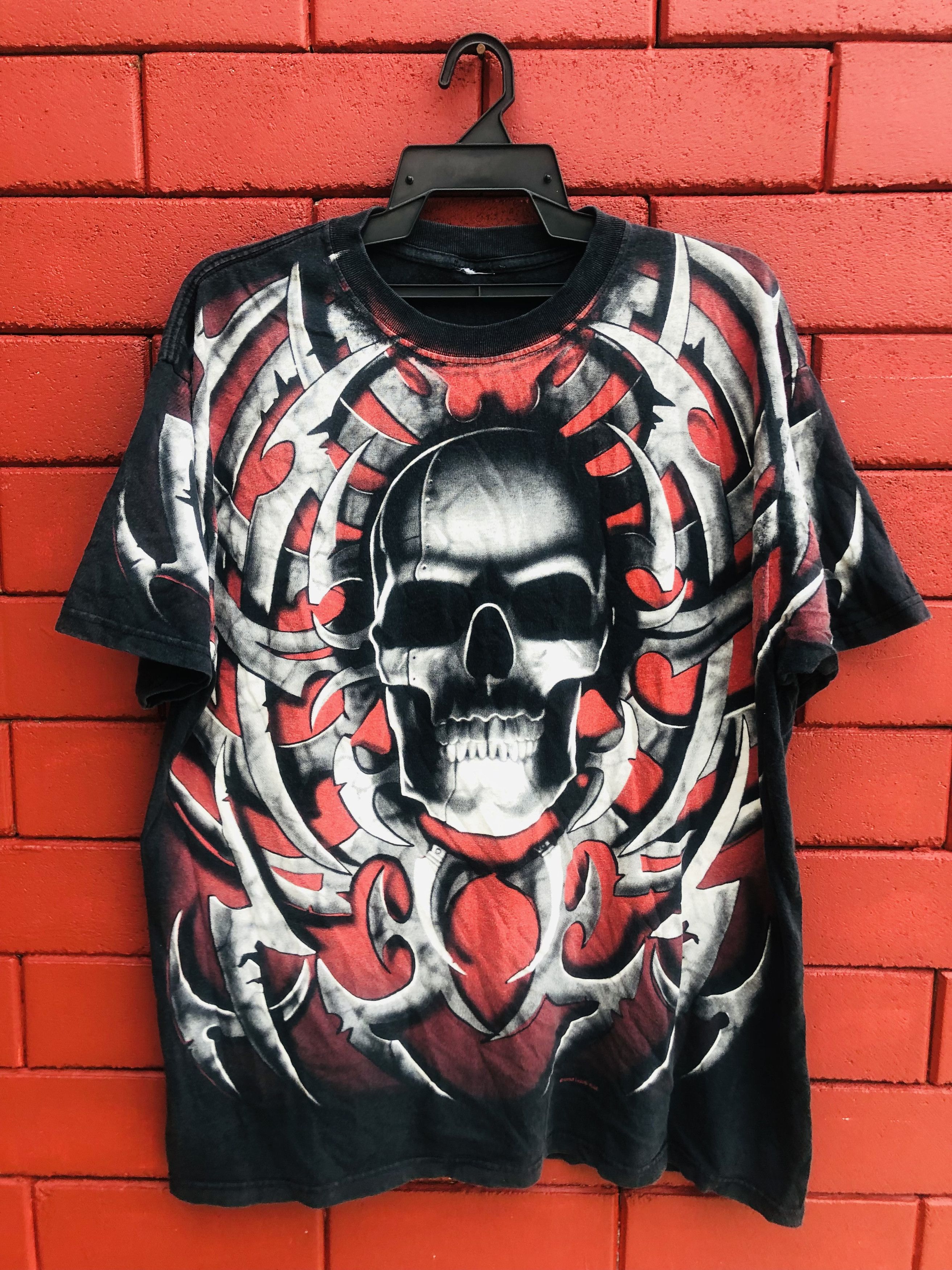 Band Tees × Vintage Vintage Liquid Blue Skull Streetwear Fashion Style Shirt Size US XL / EU 56 / 4 - 1 Thumbnail