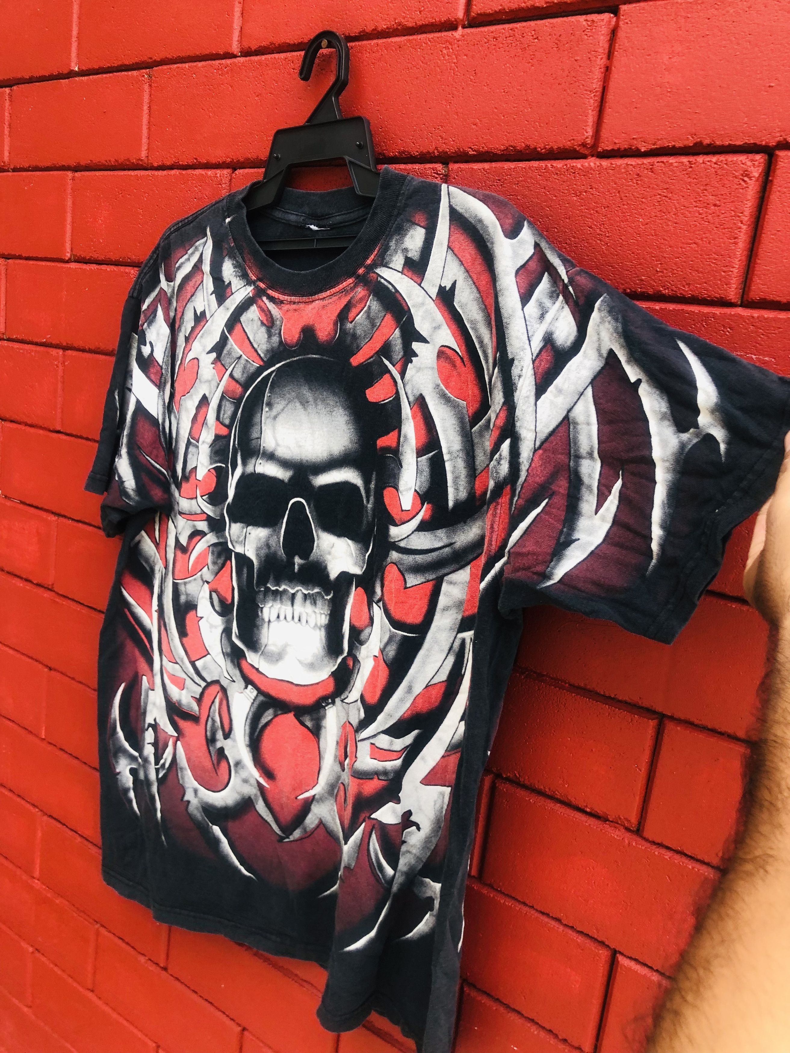 Band Tees × Vintage Vintage Liquid Blue Skull Streetwear Fashion Style Shirt Size US XL / EU 56 / 4 - 6 Thumbnail