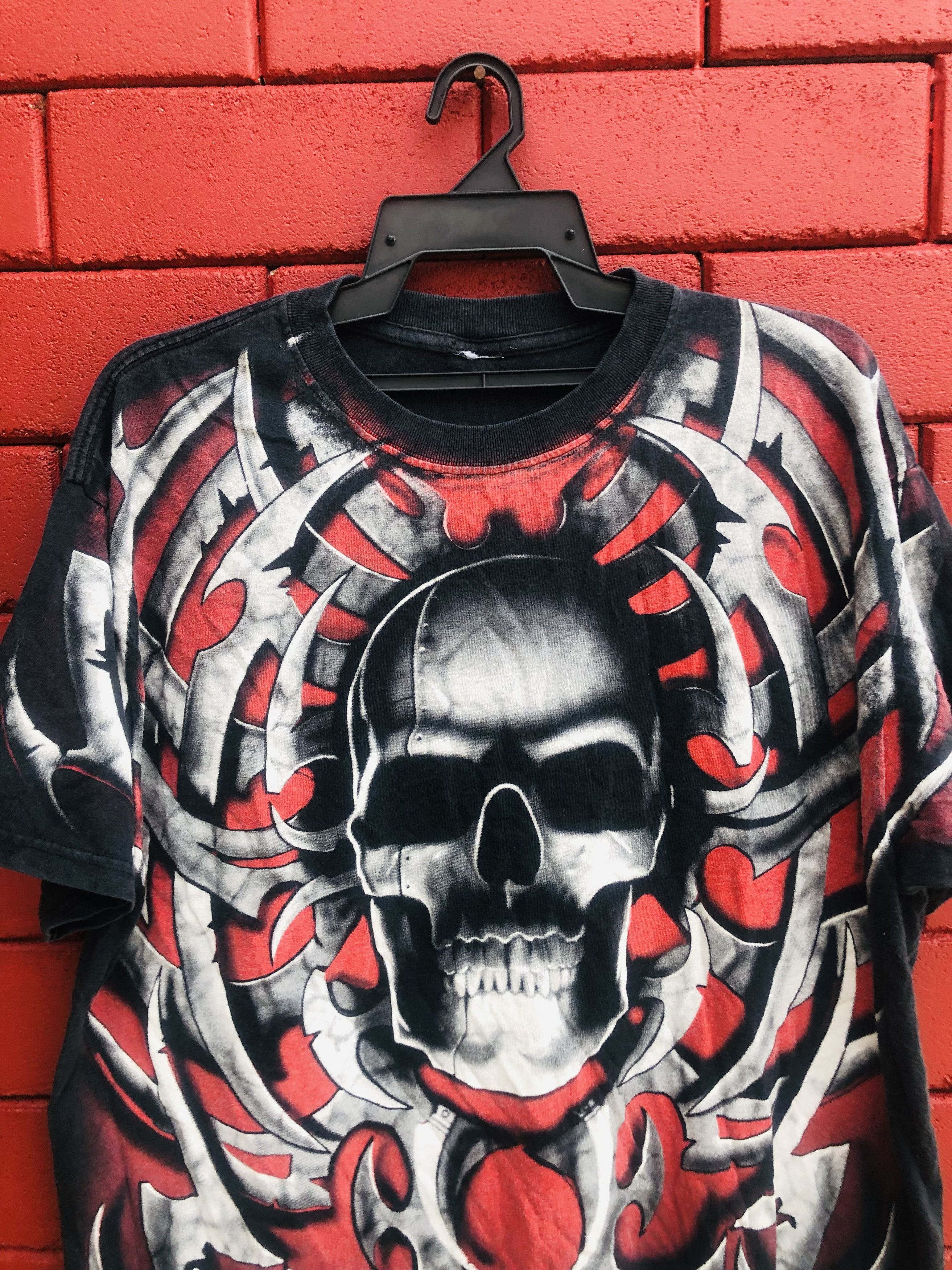 Band Tees × Vintage Vintage Liquid Blue Skull Streetwear Fashion Style Shirt Size US XL / EU 56 / 4 - 3 Thumbnail