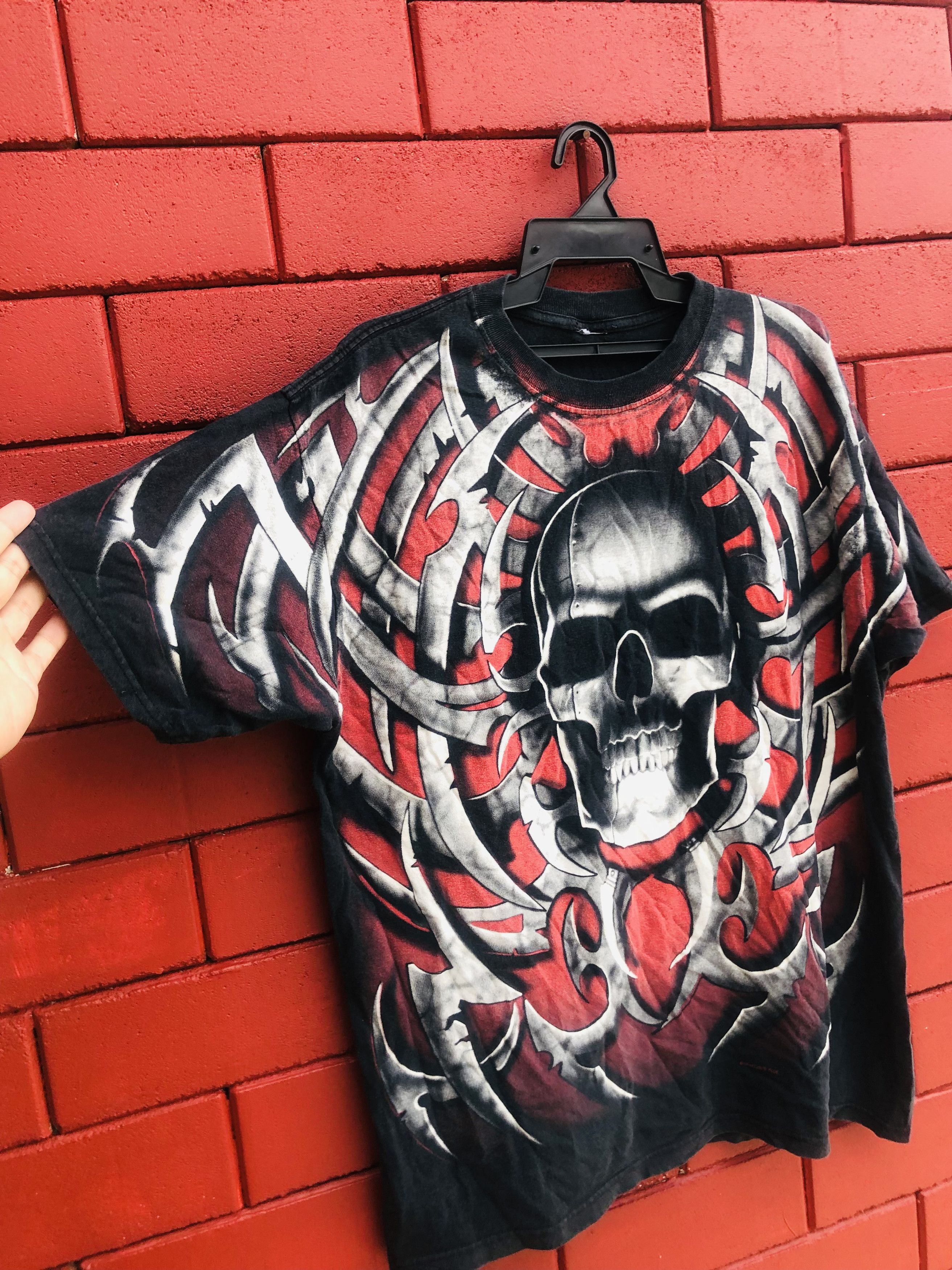 Band Tees × Vintage Vintage Liquid Blue Skull Streetwear Fashion Style Shirt Size US XL / EU 56 / 4 - 5 Thumbnail