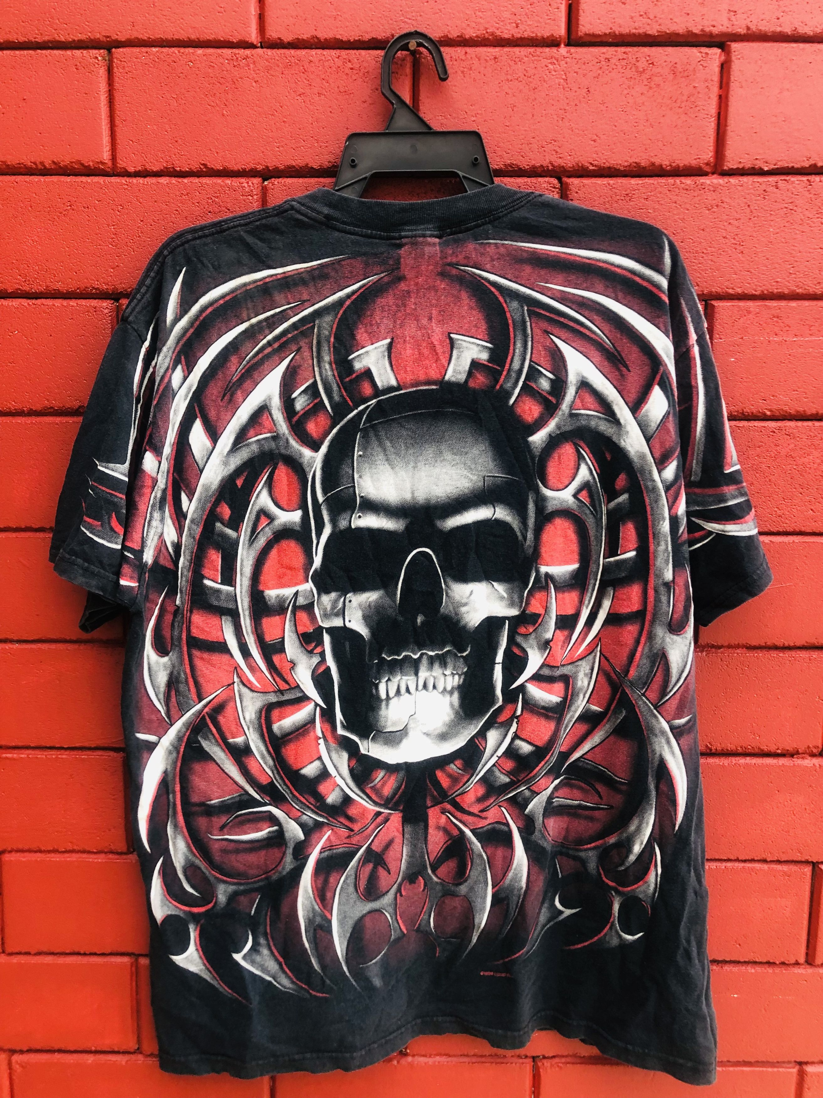 Band Tees × Vintage Vintage Liquid Blue Skull Streetwear Fashion Style Shirt Size US XL / EU 56 / 4 - 7 Thumbnail