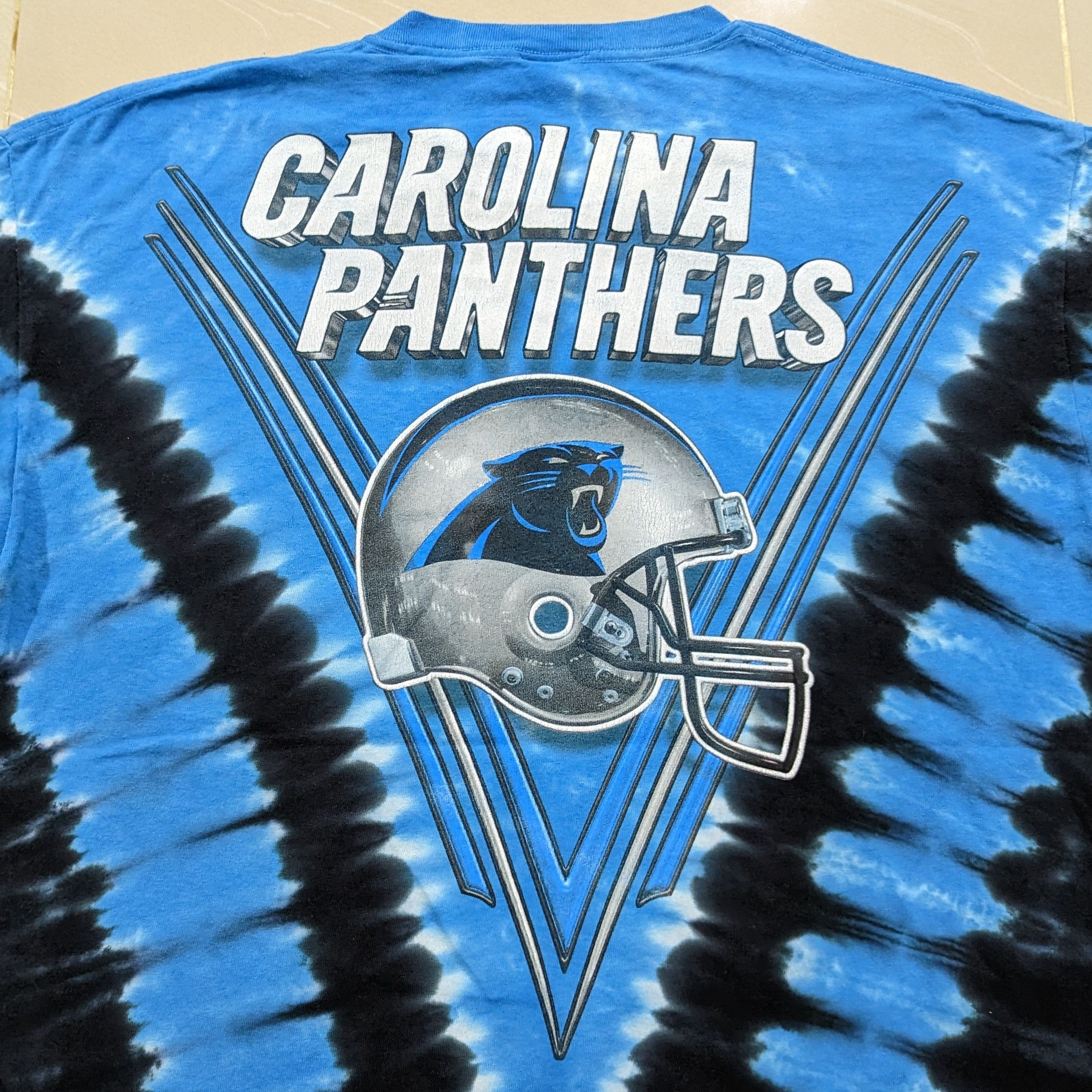 NFL × Starter × Vintage Vintage 90s Carolina Panthers NFL Tie Dye Tee Size US XL / EU 56 / 4 - 4 Thumbnail