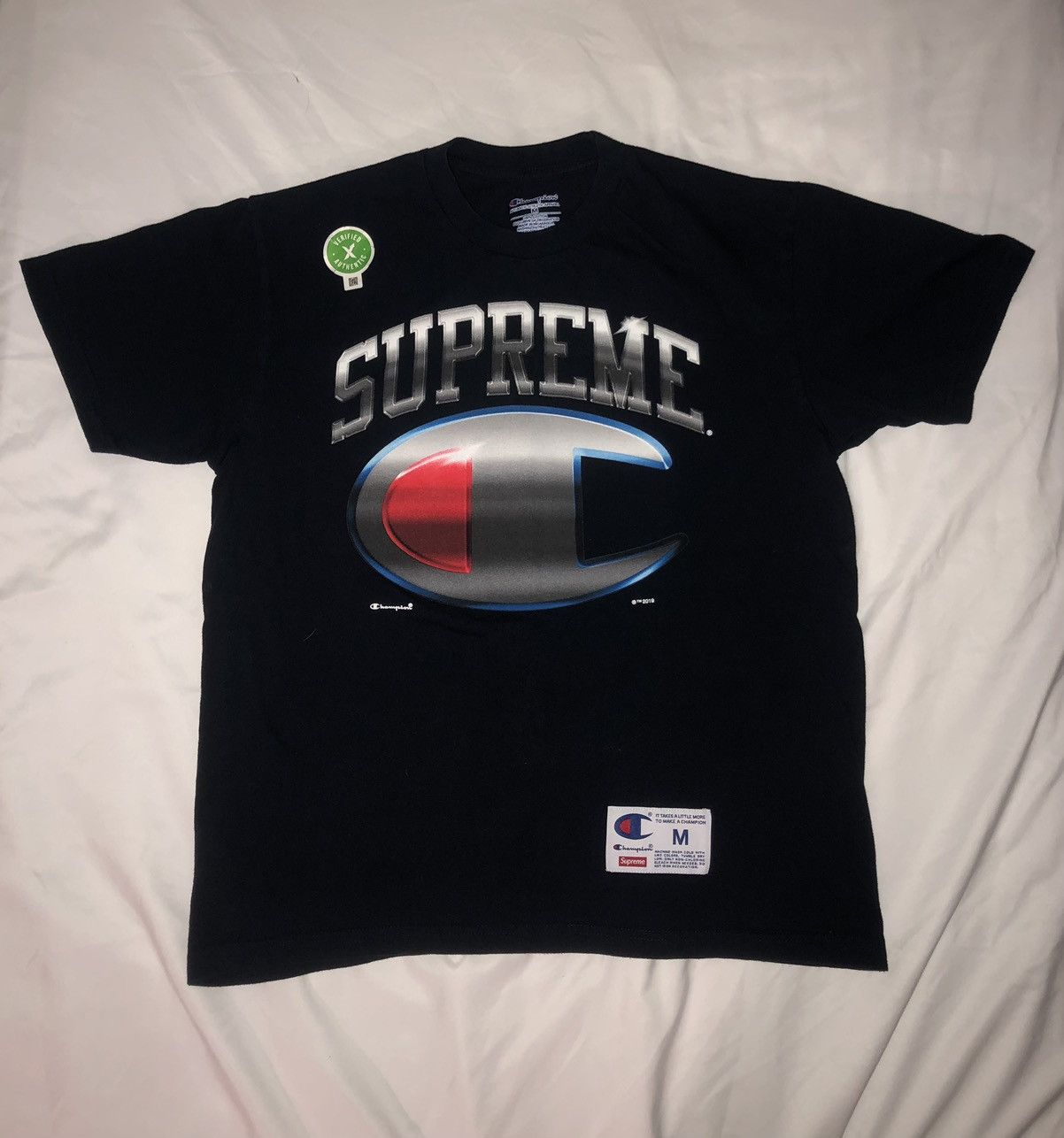 Champion × Supreme Supreme X Champion Chrome S/S Top (Navy 