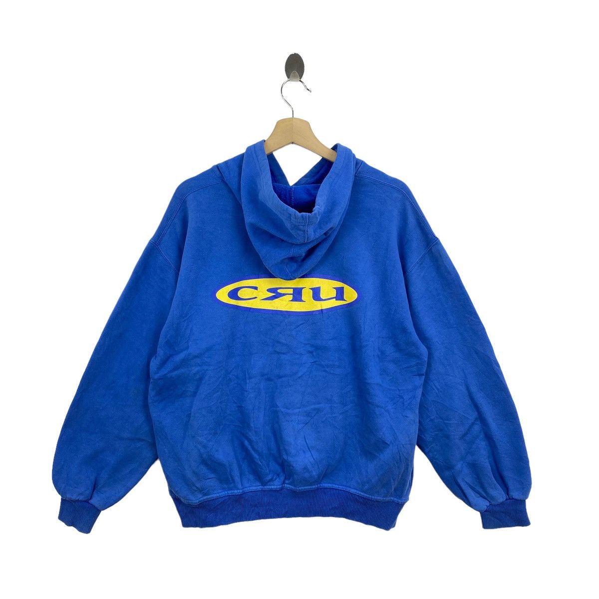 Vintage Vintage 90s CRU Centre Logo Print Blue Hoodie Size US L / EU 52-54 / 3 - 1 Thumbnail