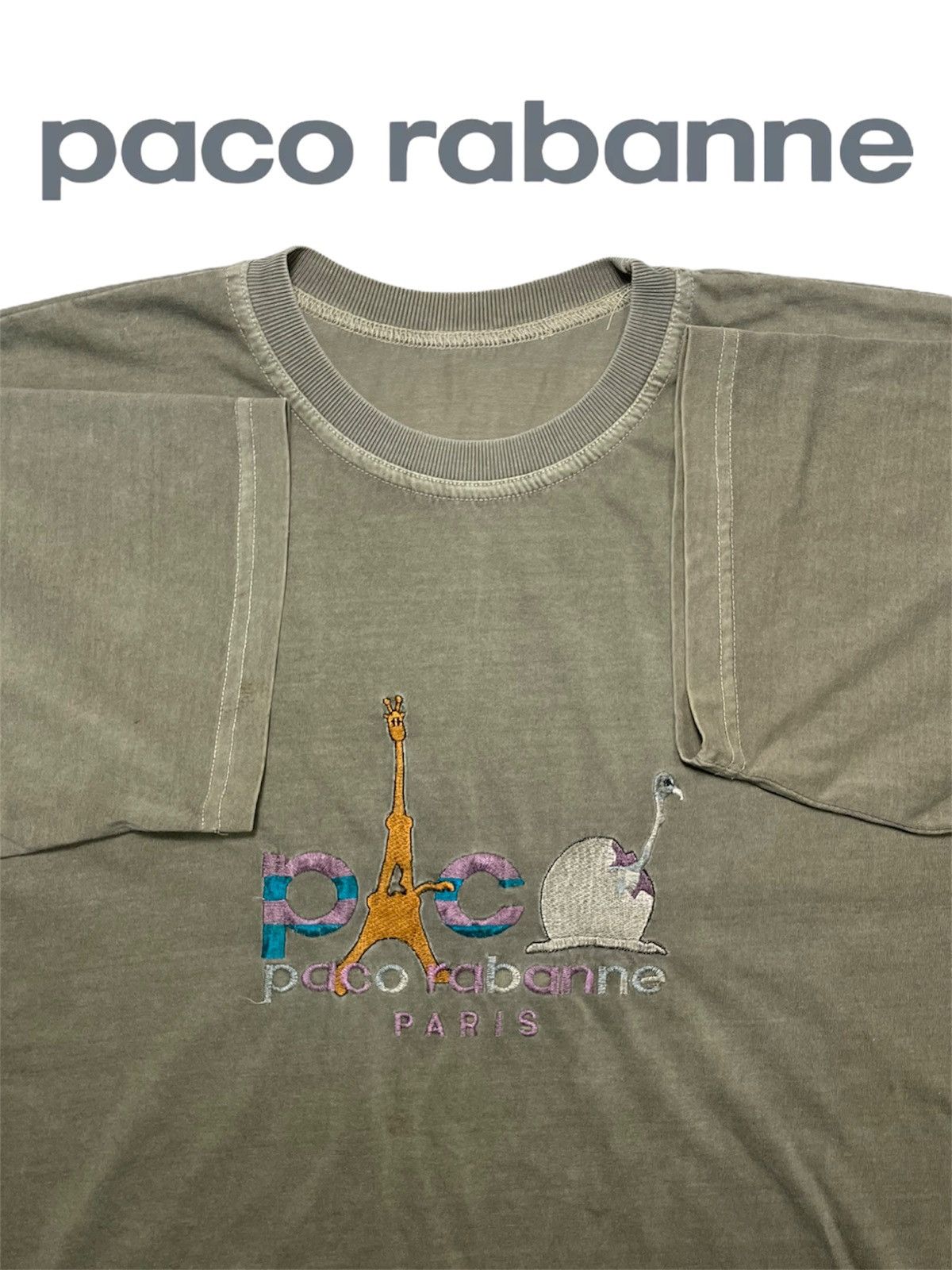 Designer × Paco Rabanne × Vintage Vintage 90s Paco Rabbane embroidery ash green grey distress Size US L / EU 52-54 / 3 - 1 Thumbnail
