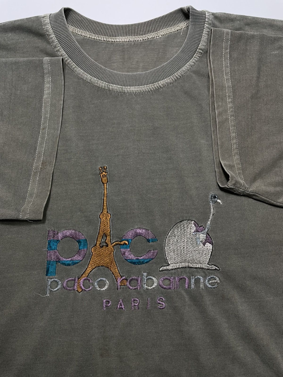Designer × Paco Rabanne × Vintage Vintage 90s Paco Rabbane embroidery ash green grey distress Size US L / EU 52-54 / 3 - 6 Thumbnail
