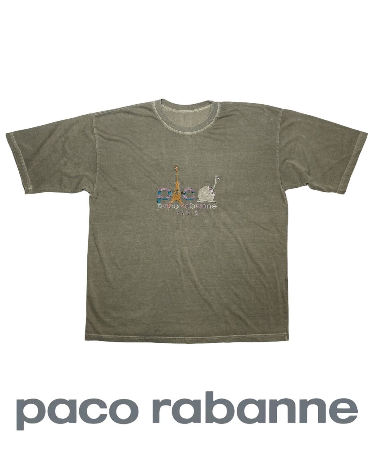 Designer × Paco Rabanne × Vintage Vintage 90s Paco Rabbane embroidery ash green grey distress Size US L / EU 52-54 / 3 - 2 Thumbnail