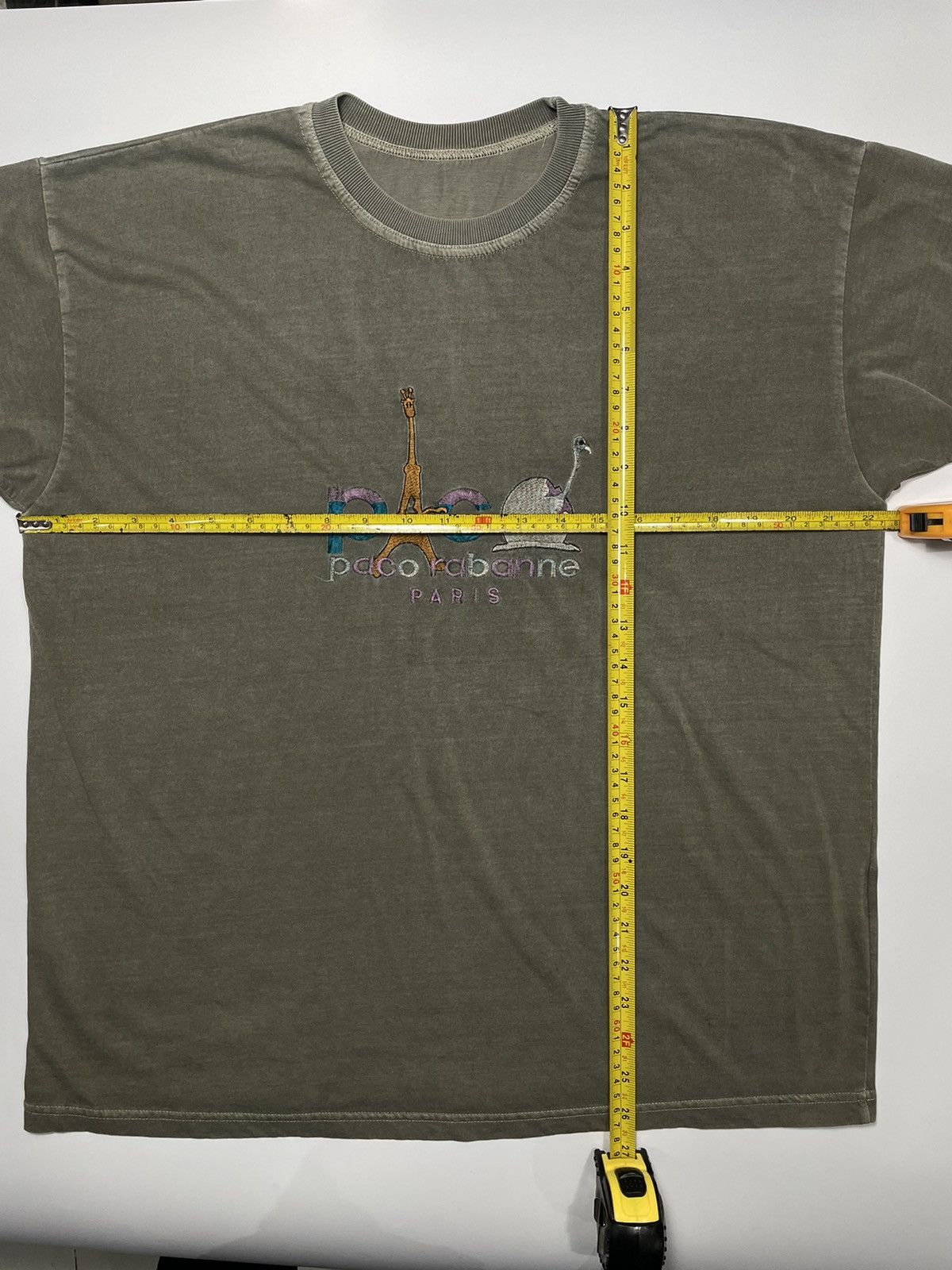 Designer × Paco Rabanne × Vintage Vintage 90s Paco Rabbane embroidery ash green grey distress Size US L / EU 52-54 / 3 - 9 Thumbnail