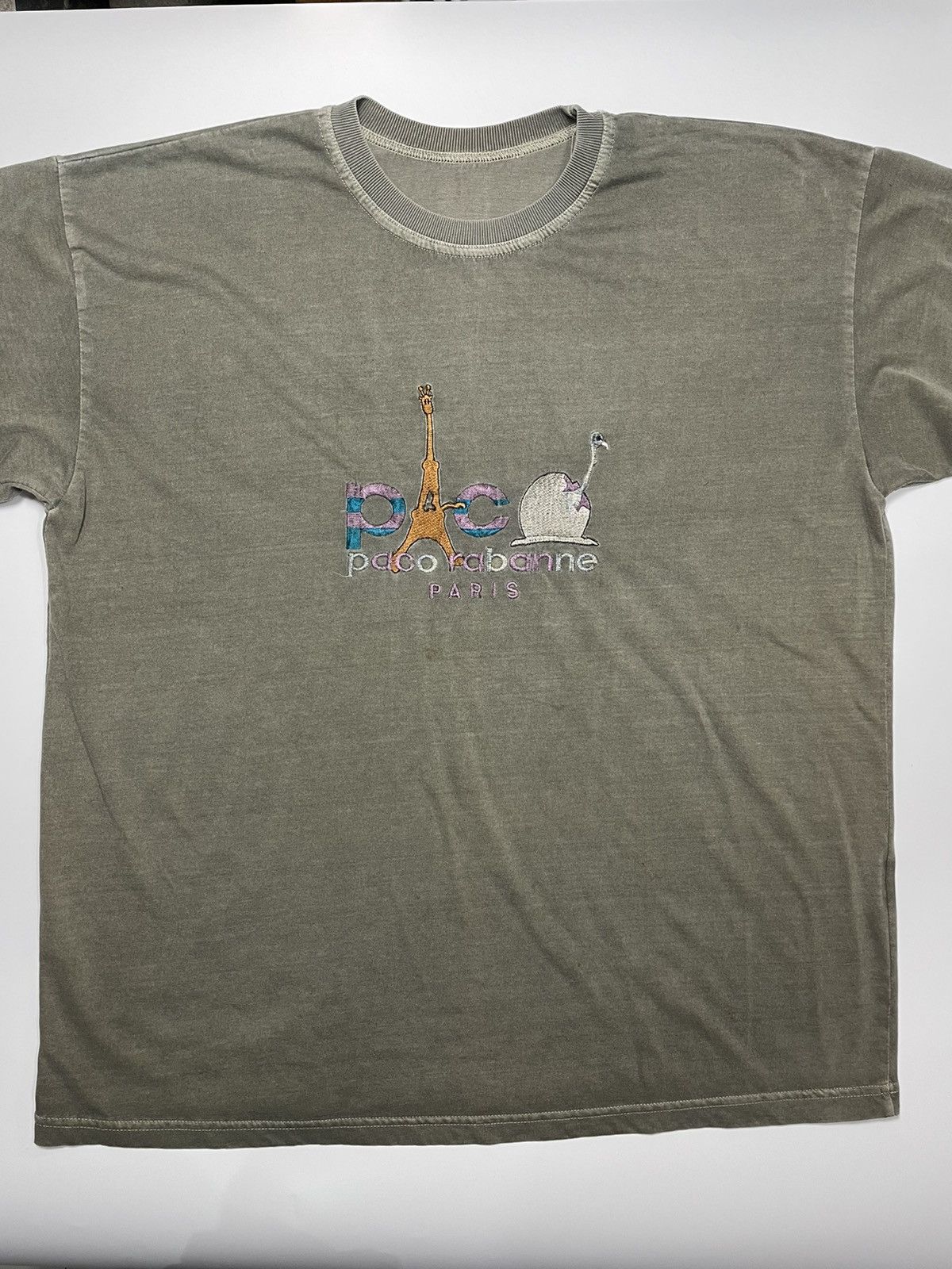 Designer × Paco Rabanne × Vintage Vintage 90s Paco Rabbane embroidery ash green grey distress Size US L / EU 52-54 / 3 - 4 Thumbnail