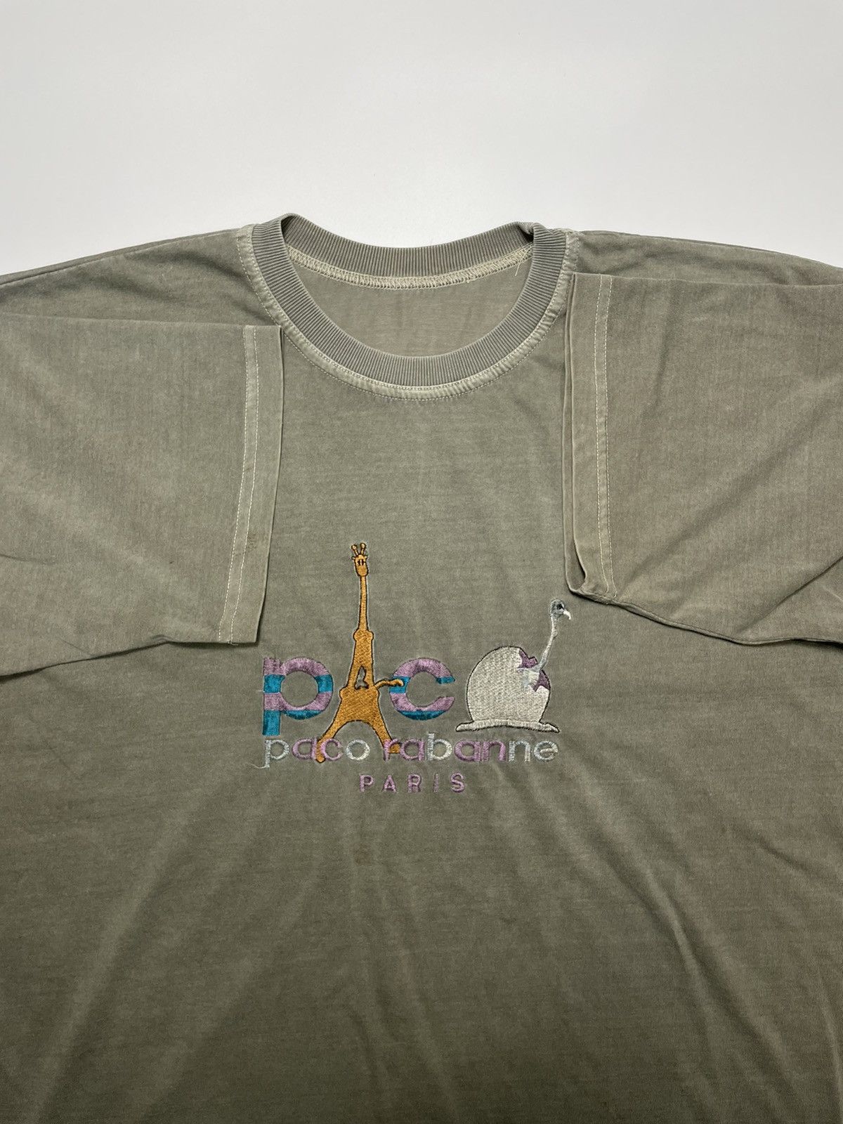 Designer × Paco Rabanne × Vintage Vintage 90s Paco Rabbane embroidery ash green grey distress Size US L / EU 52-54 / 3 - 5 Thumbnail