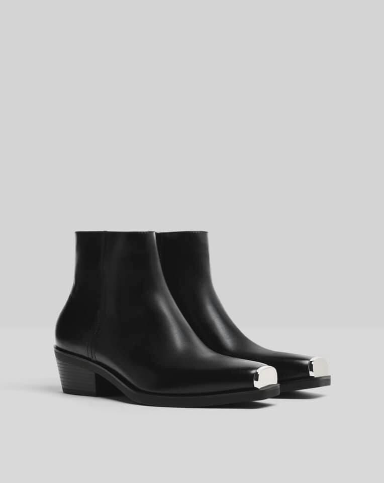 Bershka Black Leather Cowboy Ankle Boot (205w39nyc Inspired) | Grailed