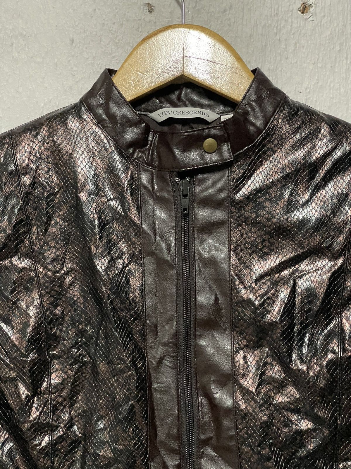 Japanese Brand Viva! Crescendo Dark Brown Snake Leather Jacket Style🔥 Size M / US 6-8 / IT 42-44 - 2 Thumbnail
