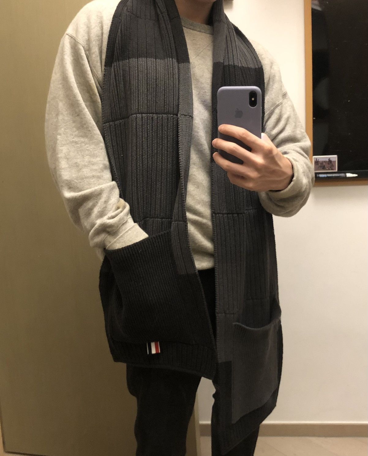 Thom Browne Thom Browne Funmix Grey Knit Scarf w Pockets Patchwork Size ONE SIZE - 6 Thumbnail