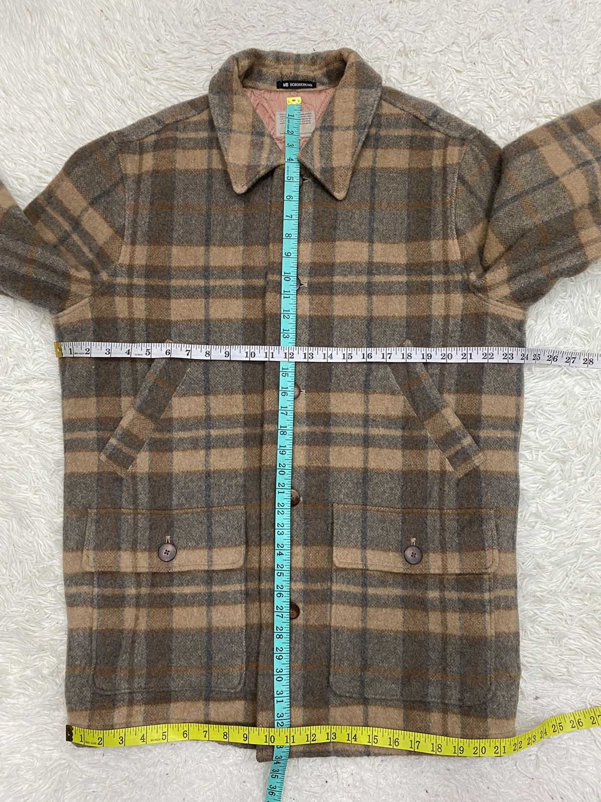 Japanese Brand MB Homme Image Wool Blend Quilted Lined Check Shacket Size US L / EU 52-54 / 3 - 12 Thumbnail