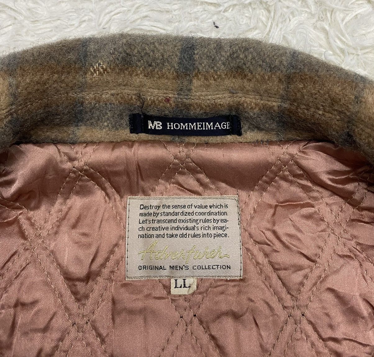 Japanese Brand MB Homme Image Wool Blend Quilted Lined Check Shacket Size US L / EU 52-54 / 3 - 9 Thumbnail