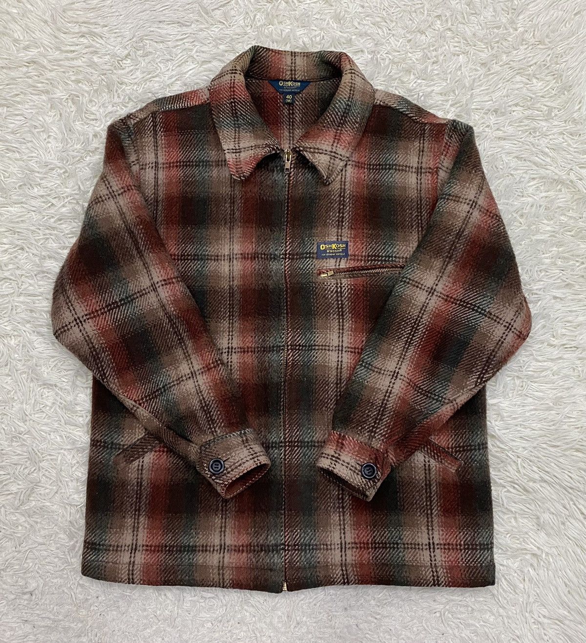 American Apparel OshKosh B'gosh Wool Blend Plaid Zipper Jacket Size US M / EU 48-50 / 2 - 4 Thumbnail