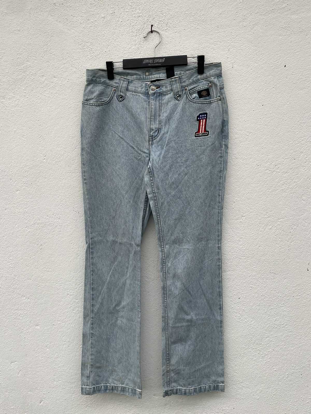 Harley Davidson × Vintage Vintage Harley Davidson Flare Jeans Size US 34 / EU 50 - 1 Thumbnail