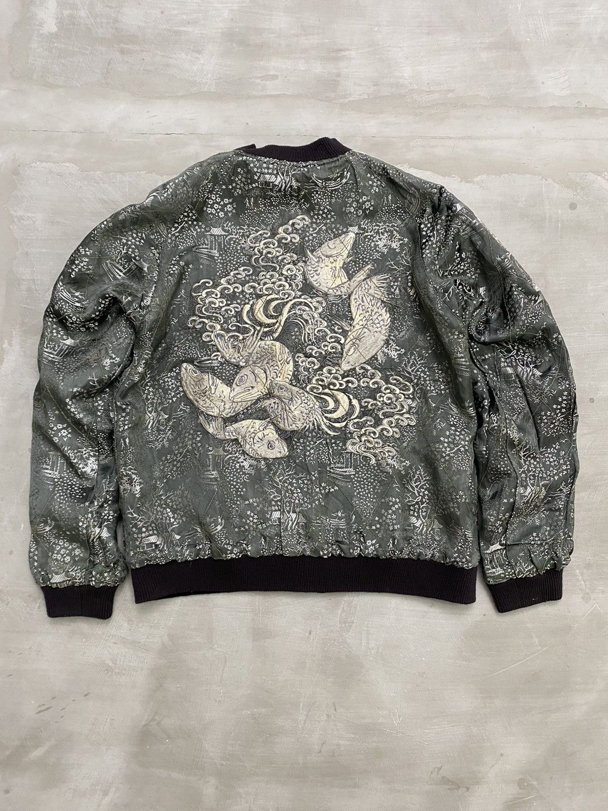 Japanese Brand Vintage REVERSIBLE SUKAJAN Koi Fish Embroidered Jacket Size US L / EU 52-54 / 3 - 6 Thumbnail