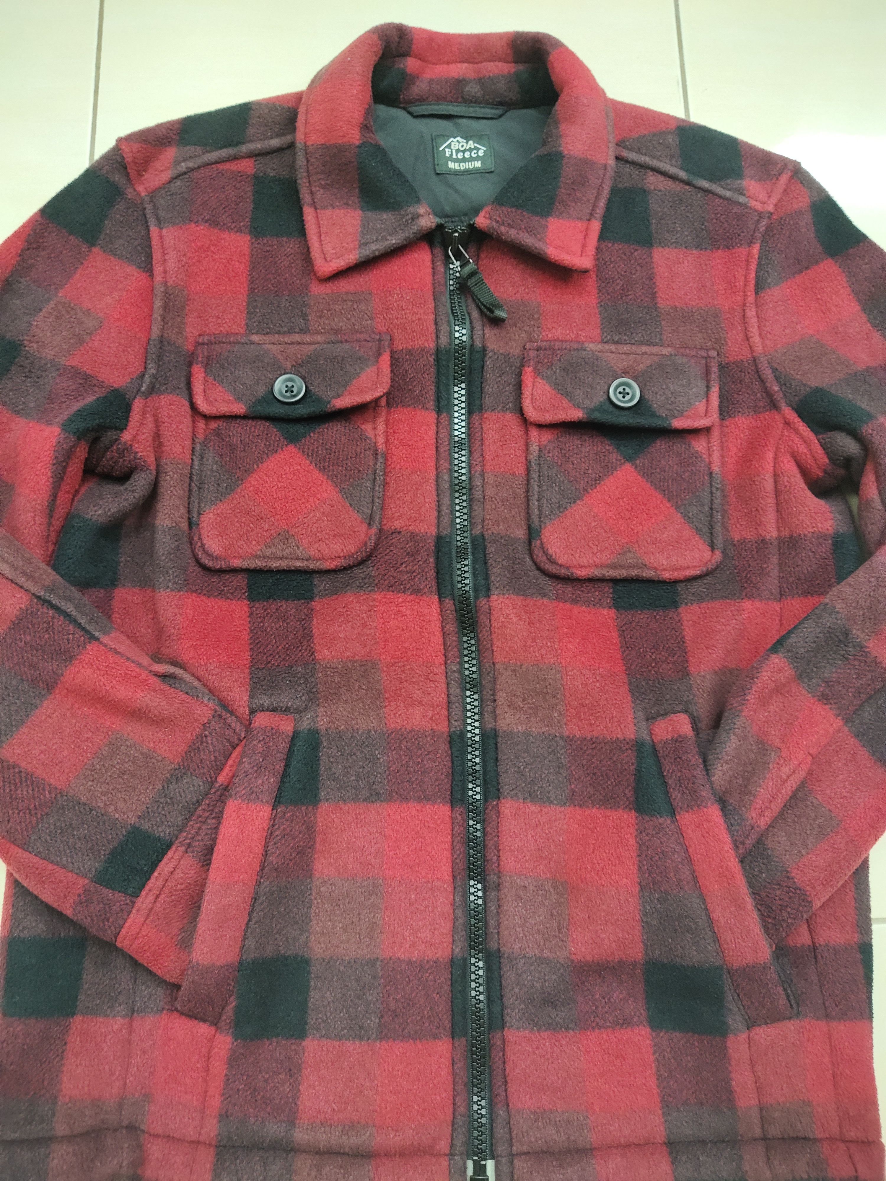 Flannel Uniqlo Checked Boa Fleece Zip up Jacket Size US M / EU 48-50 / 2 - 1 Thumbnail